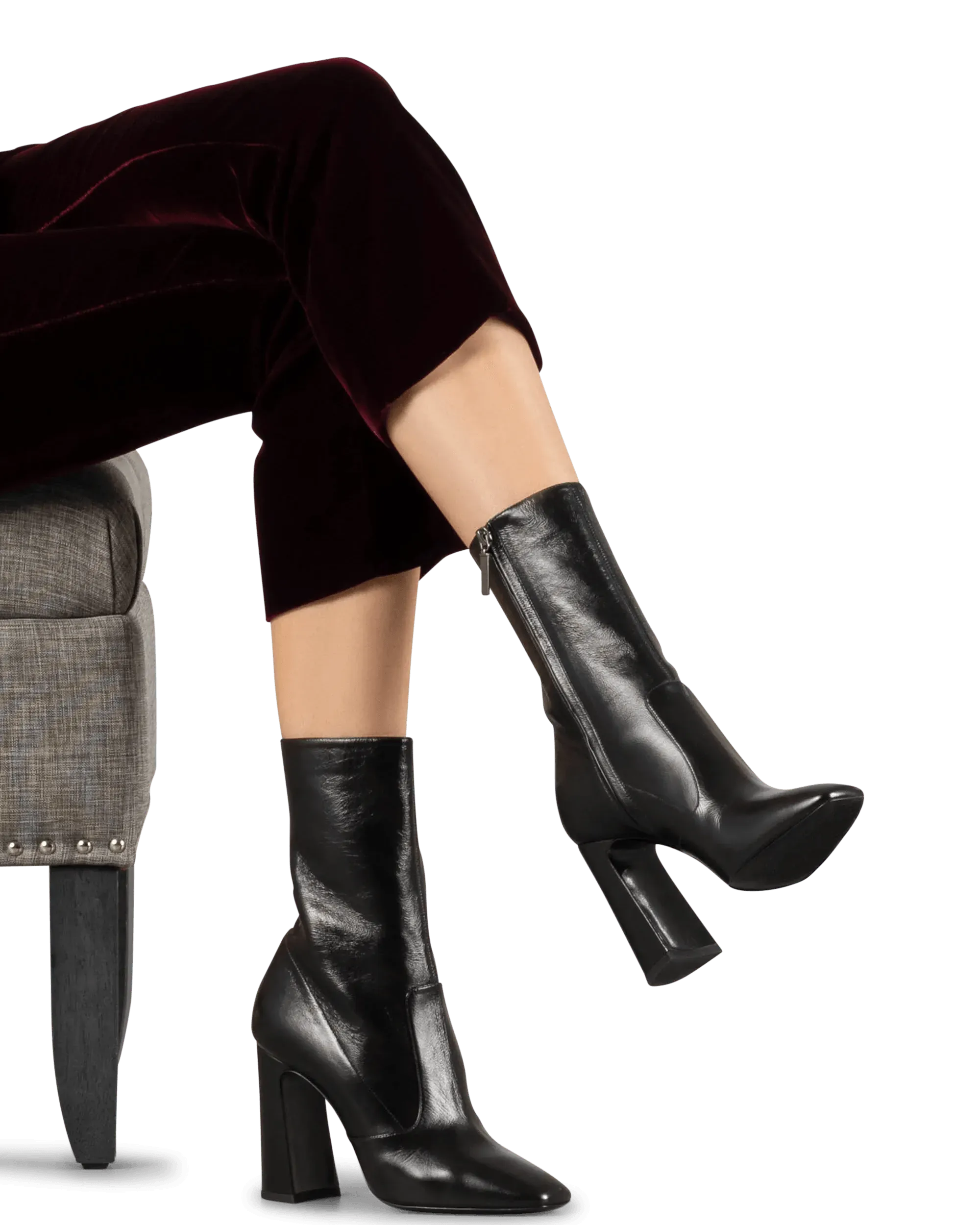 Maddie Leather Midcalf Boots - DIHSAN