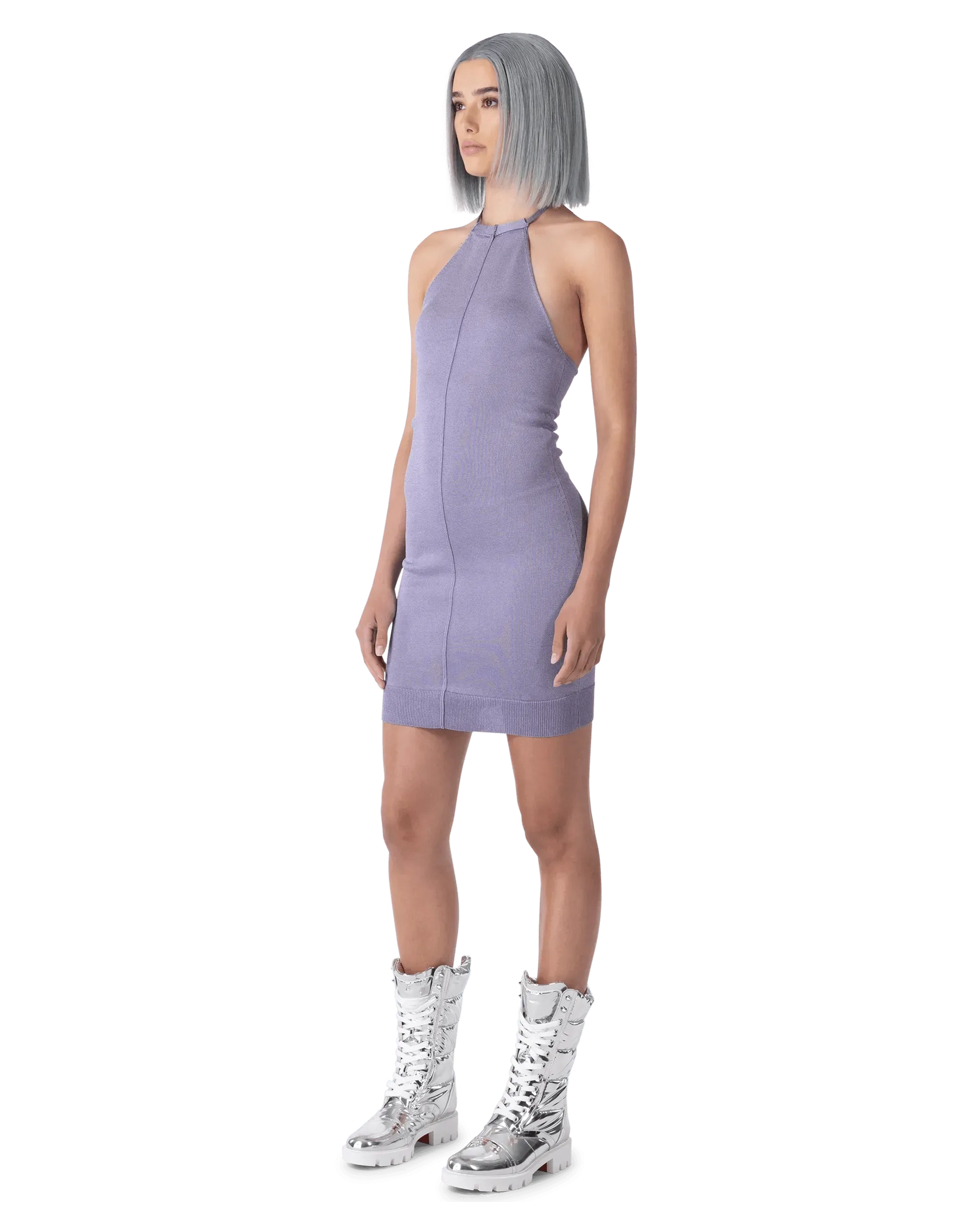 Butterfly Knit Halterneck Mini Dress