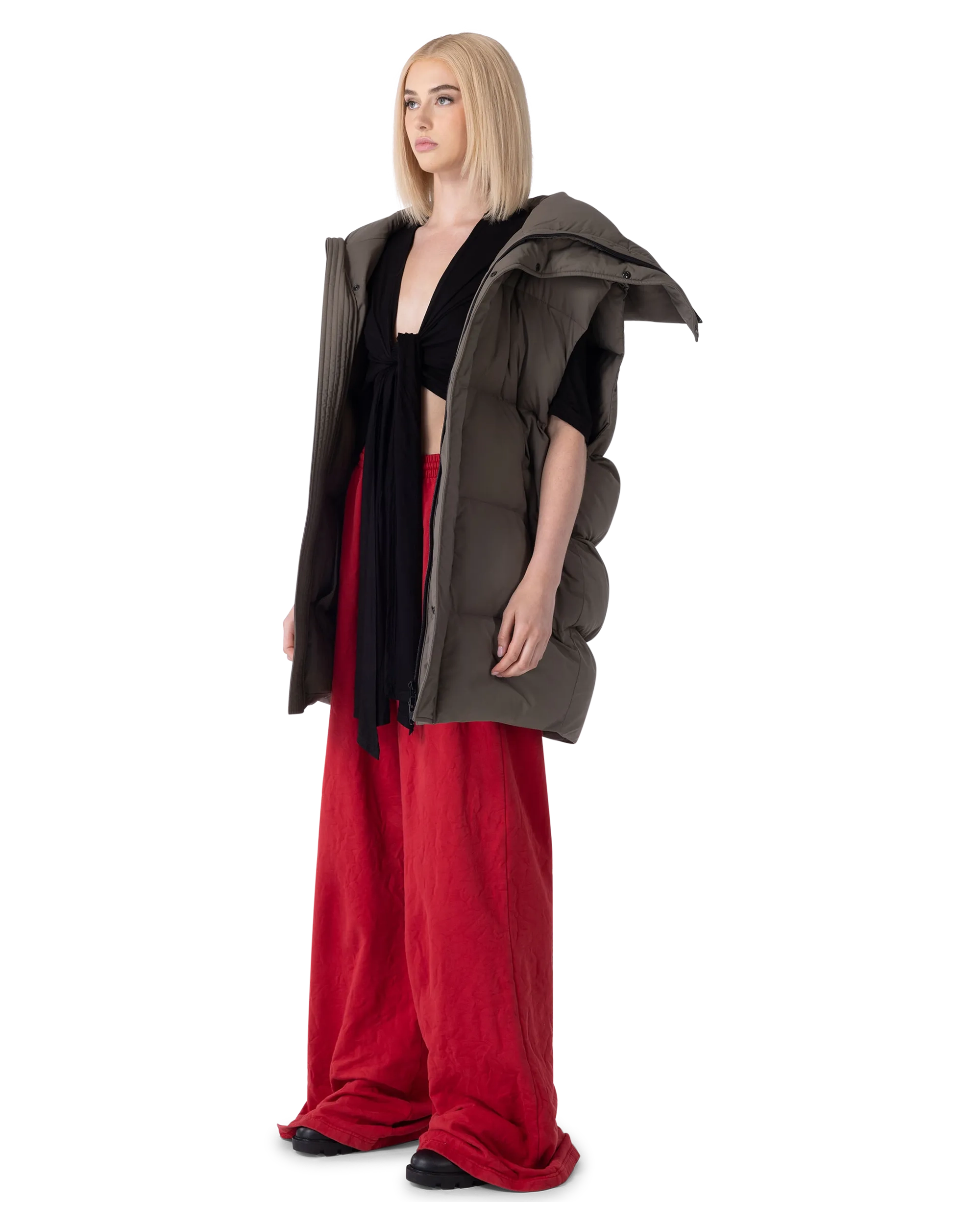 Nylon Canvas Sleeveless CB Puffer Vest Jacket