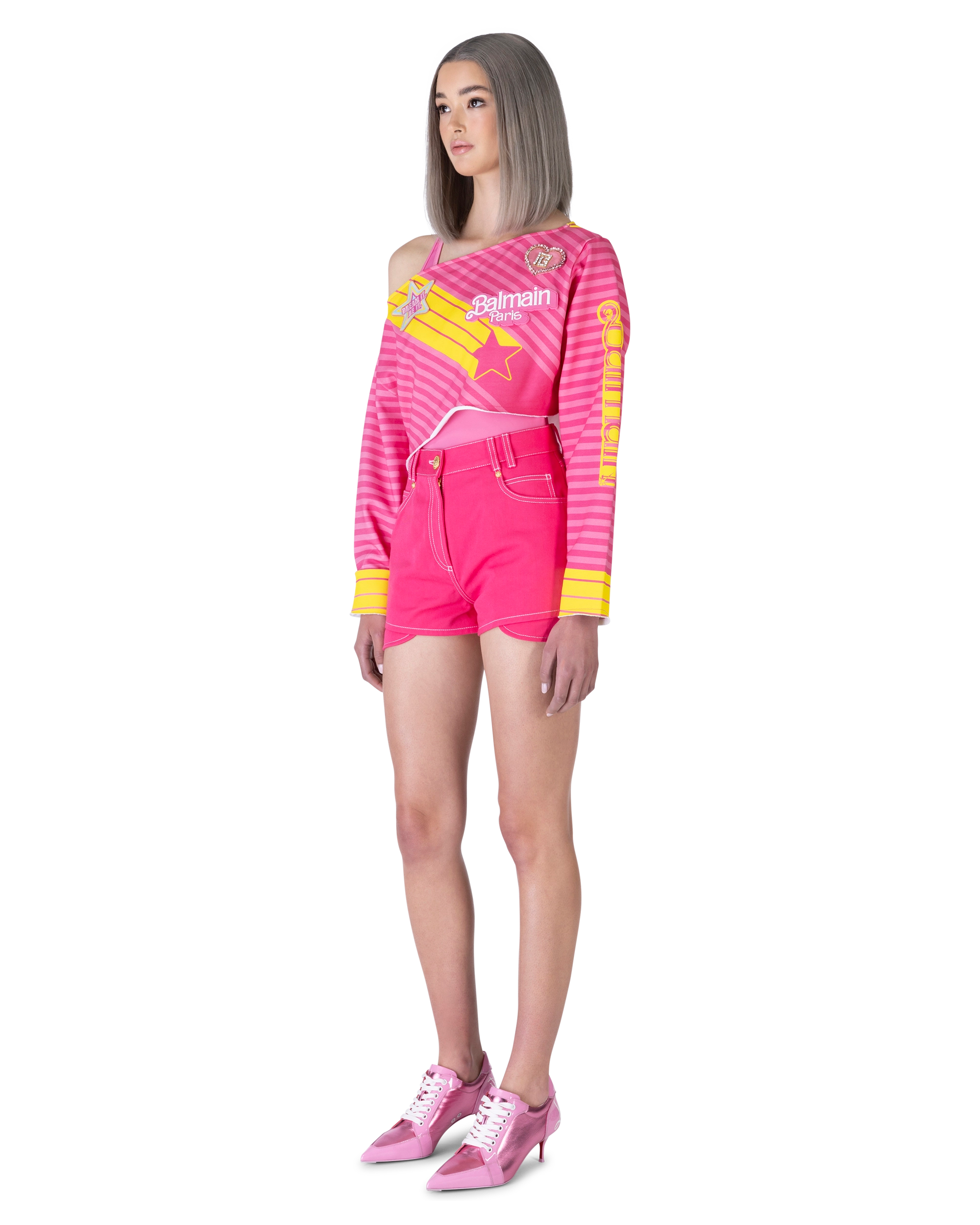 Balmain X Barbie High Waisted Denim Shorts