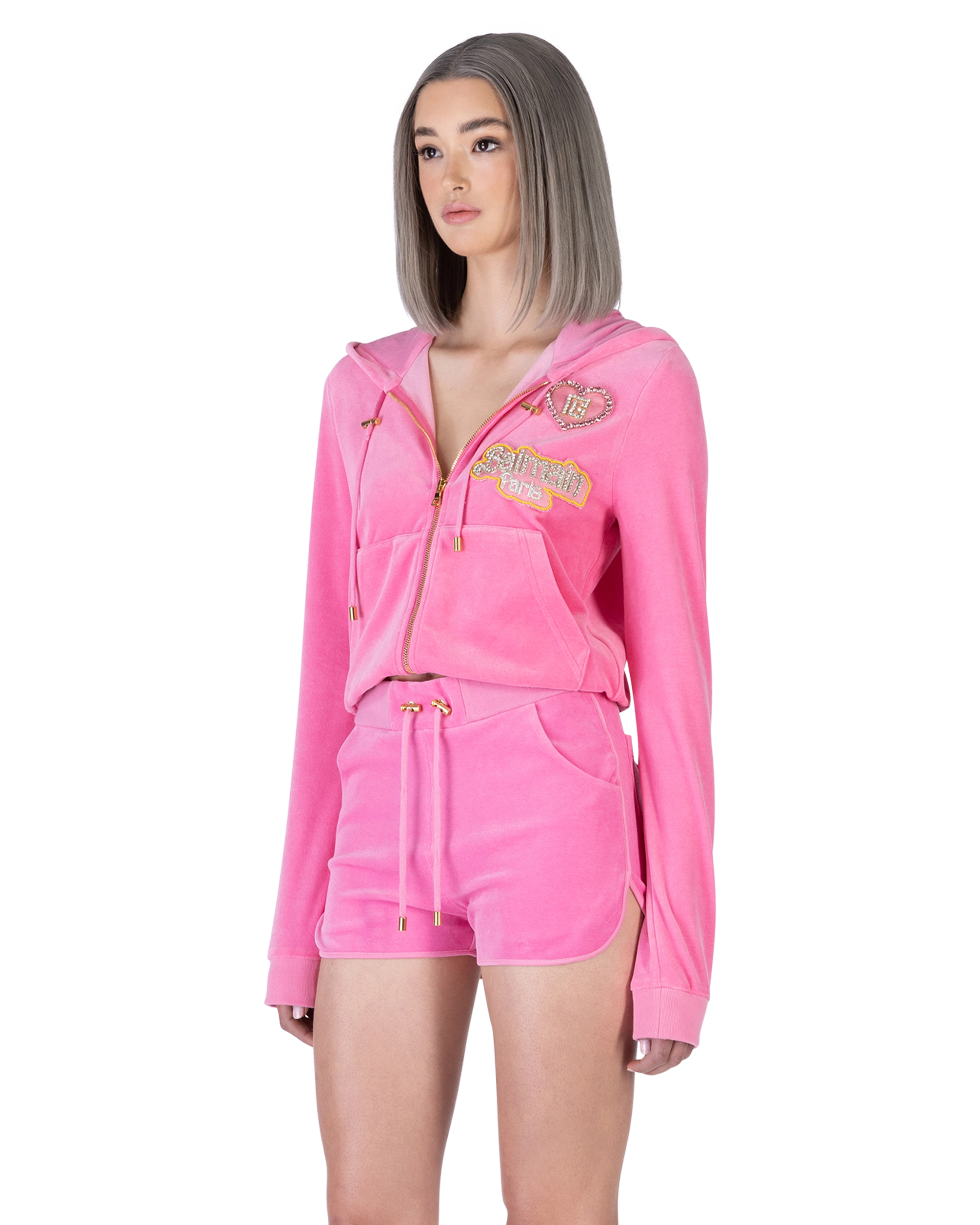 Balmain X Barbie Velvet Zipped Hoodie