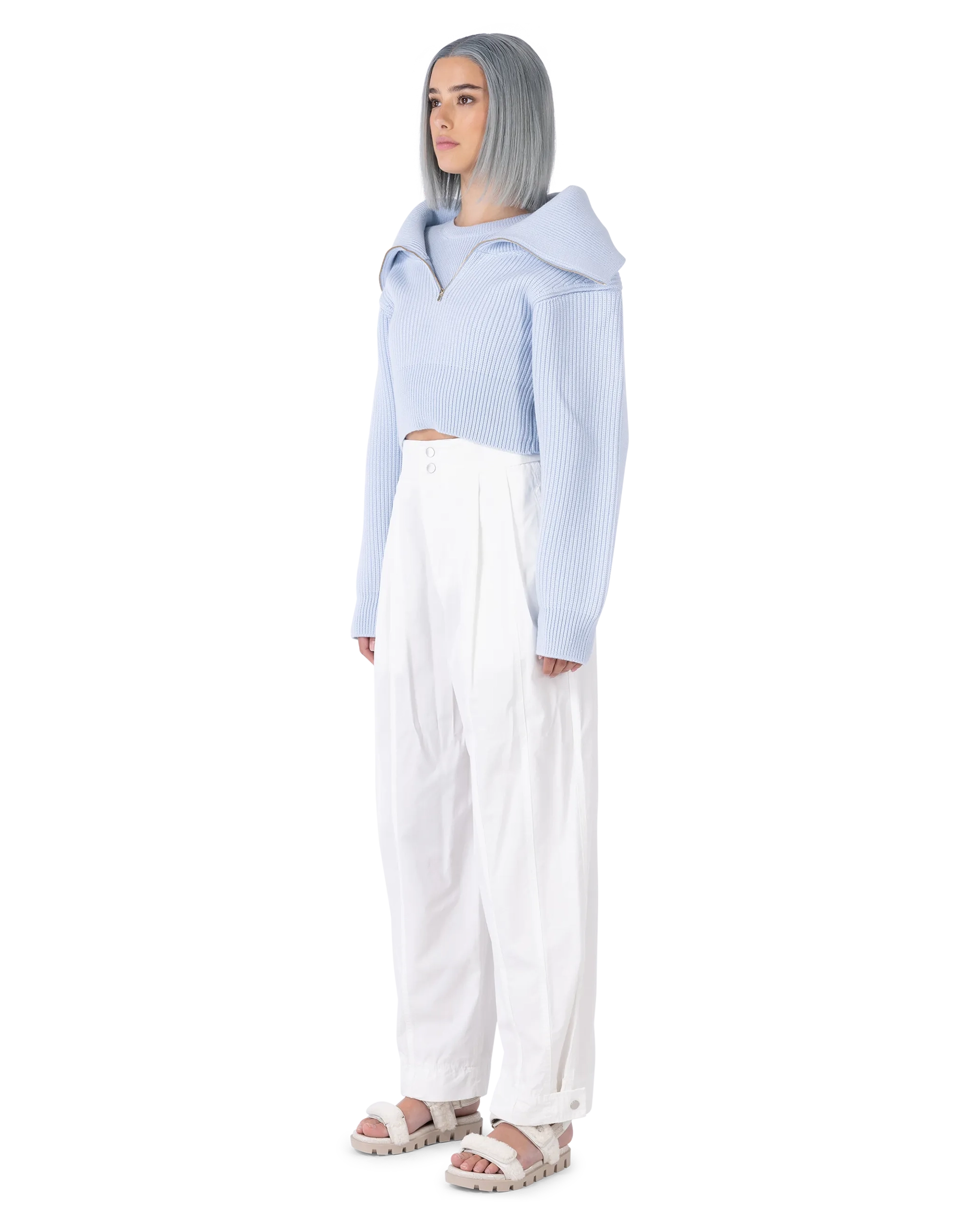 Double Pleated Cotton Pants