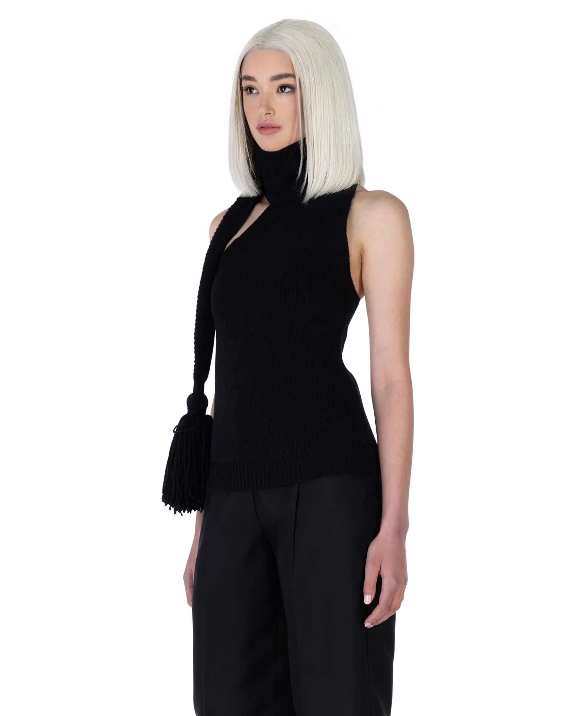 Double Shetland Knit Sleeveless Scarf Top