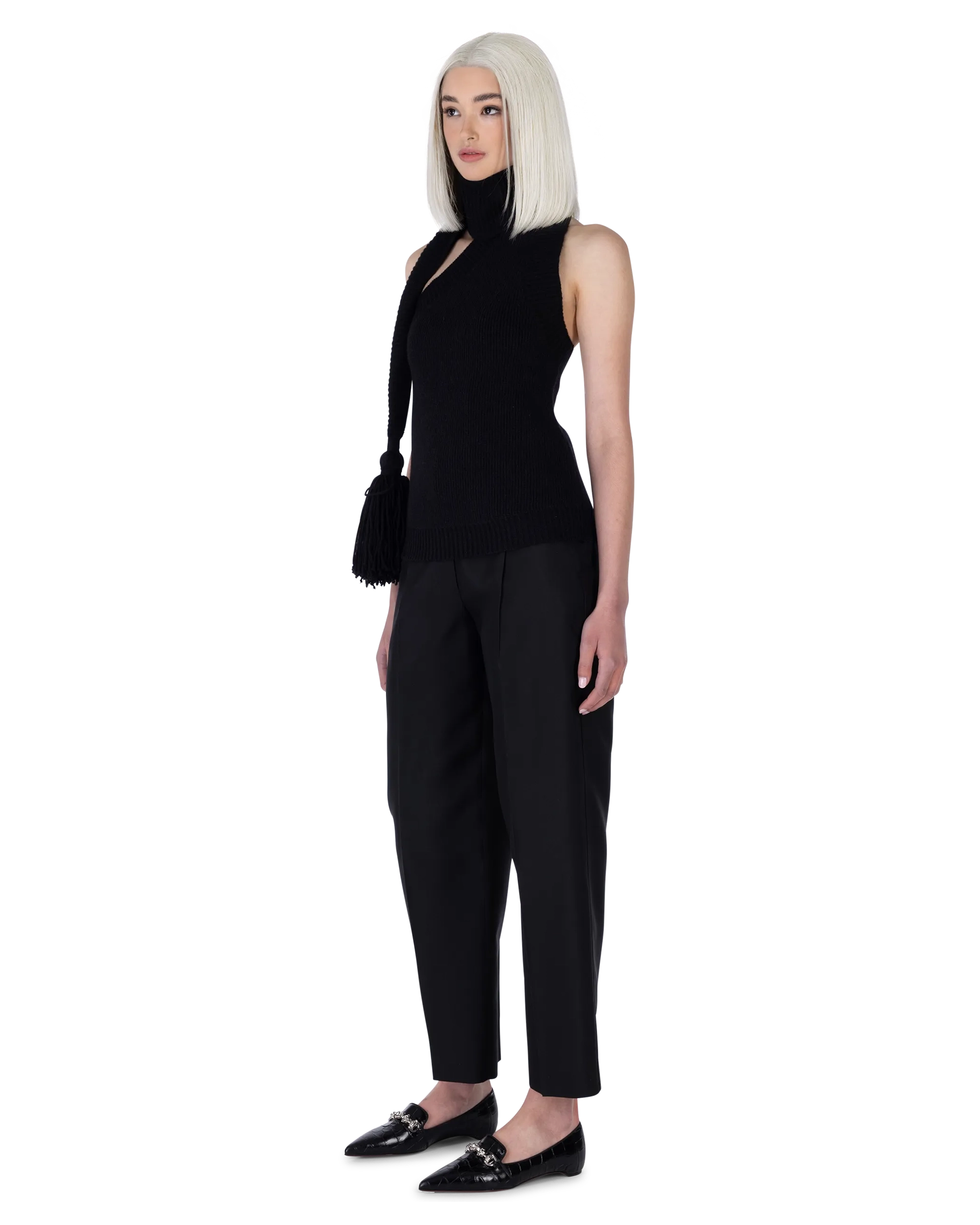 Double Shetland Knit Sleeveless Scarf Top