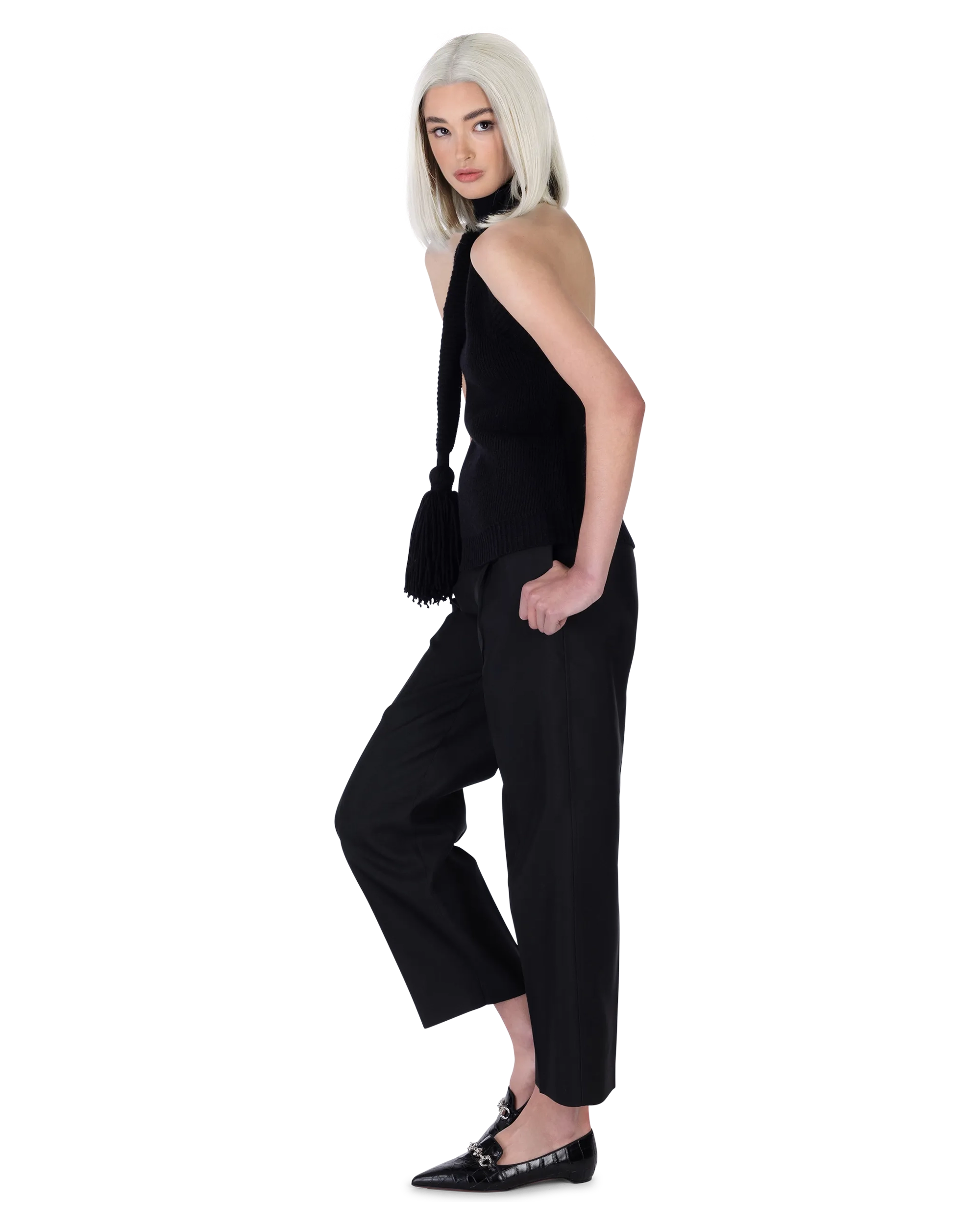 Double Shetland Knit Sleeveless Scarf Top