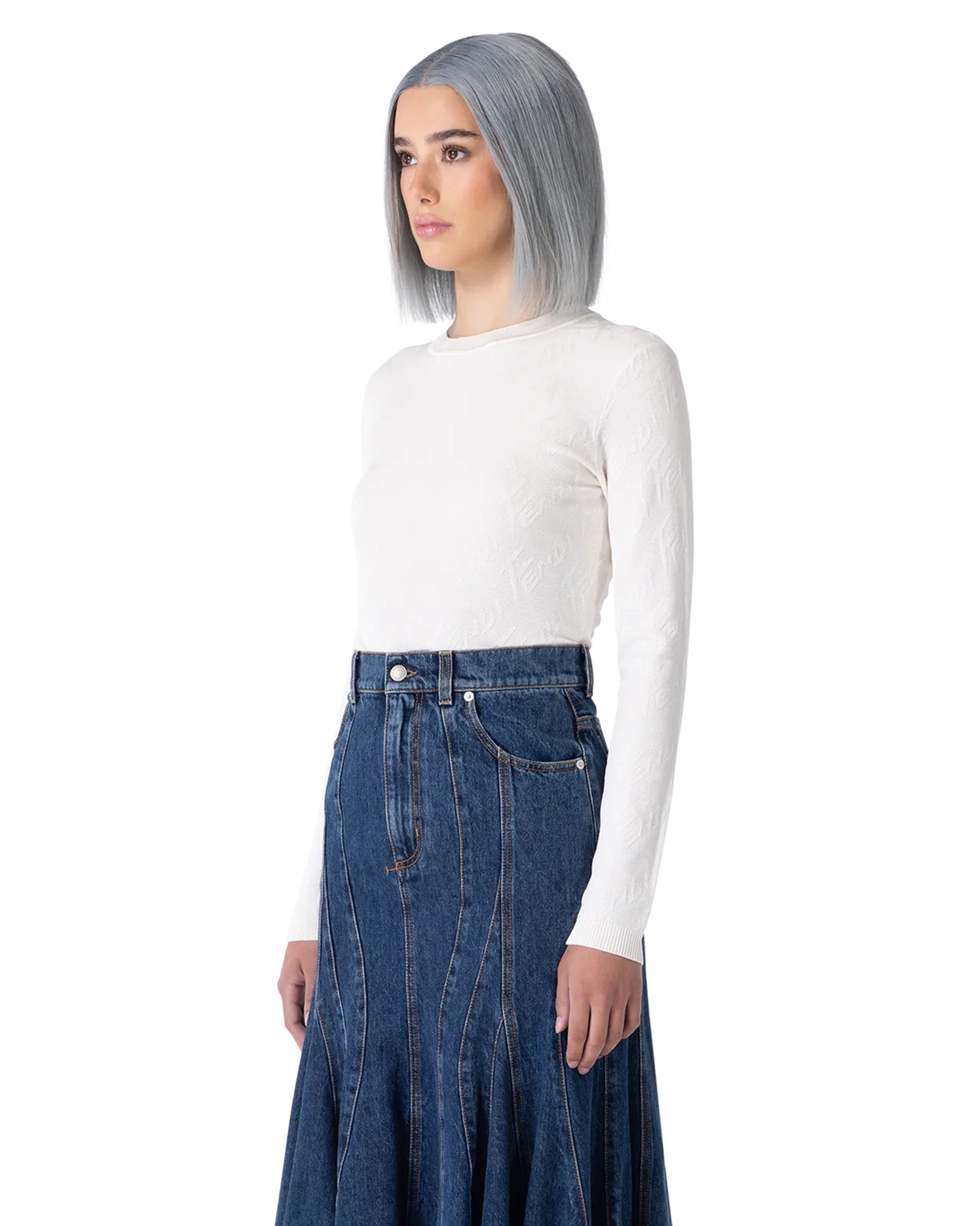 Fendi Brush Long Sleeve Knit Top