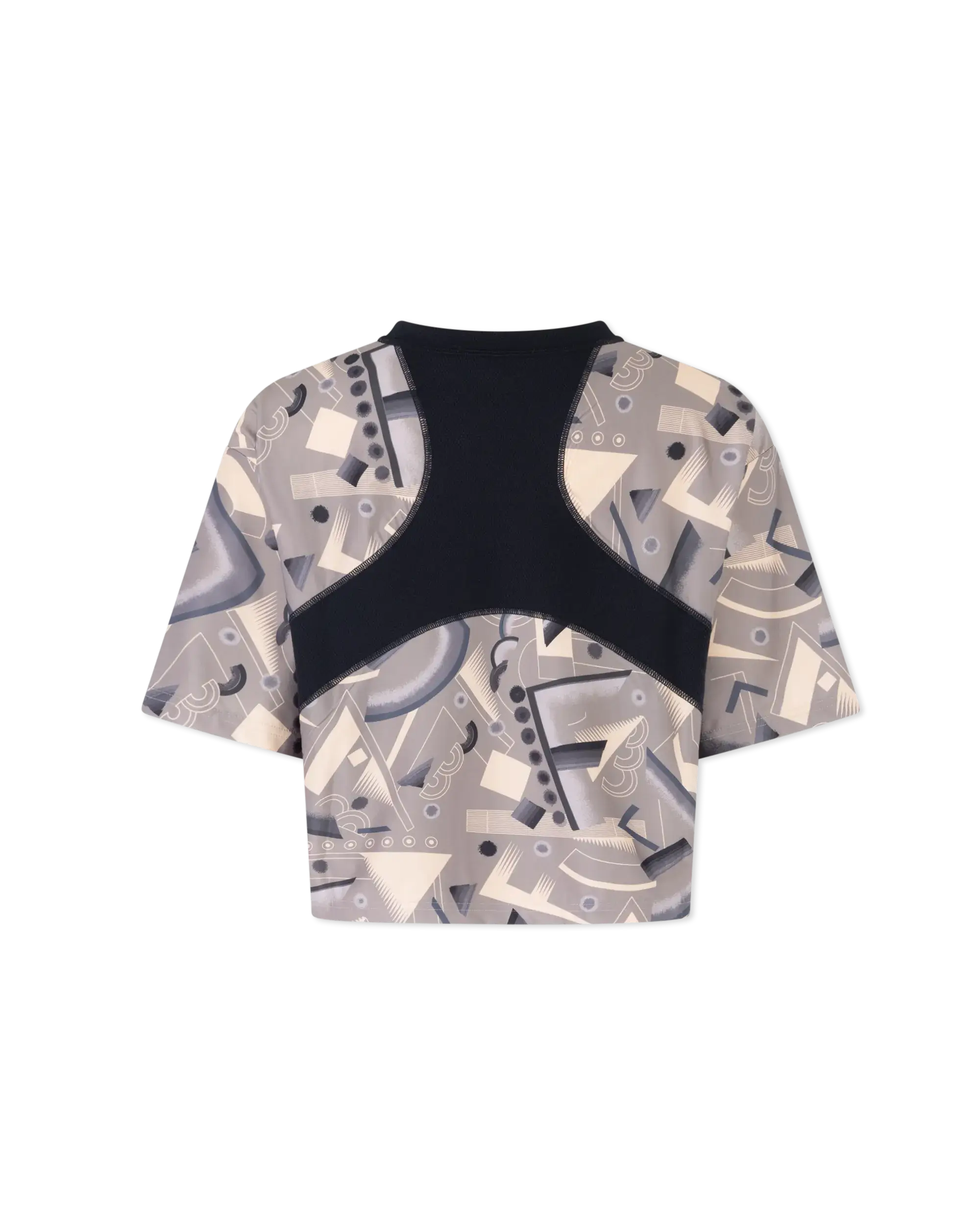 Geometric Print Cropped Lycra T-Shirt