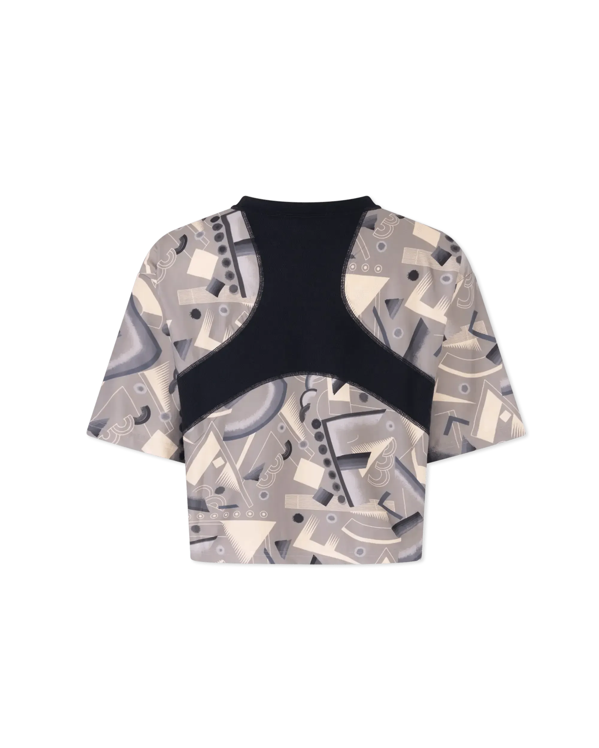 Geometric Print Cropped Lycra T-Shirt - DIHSAN