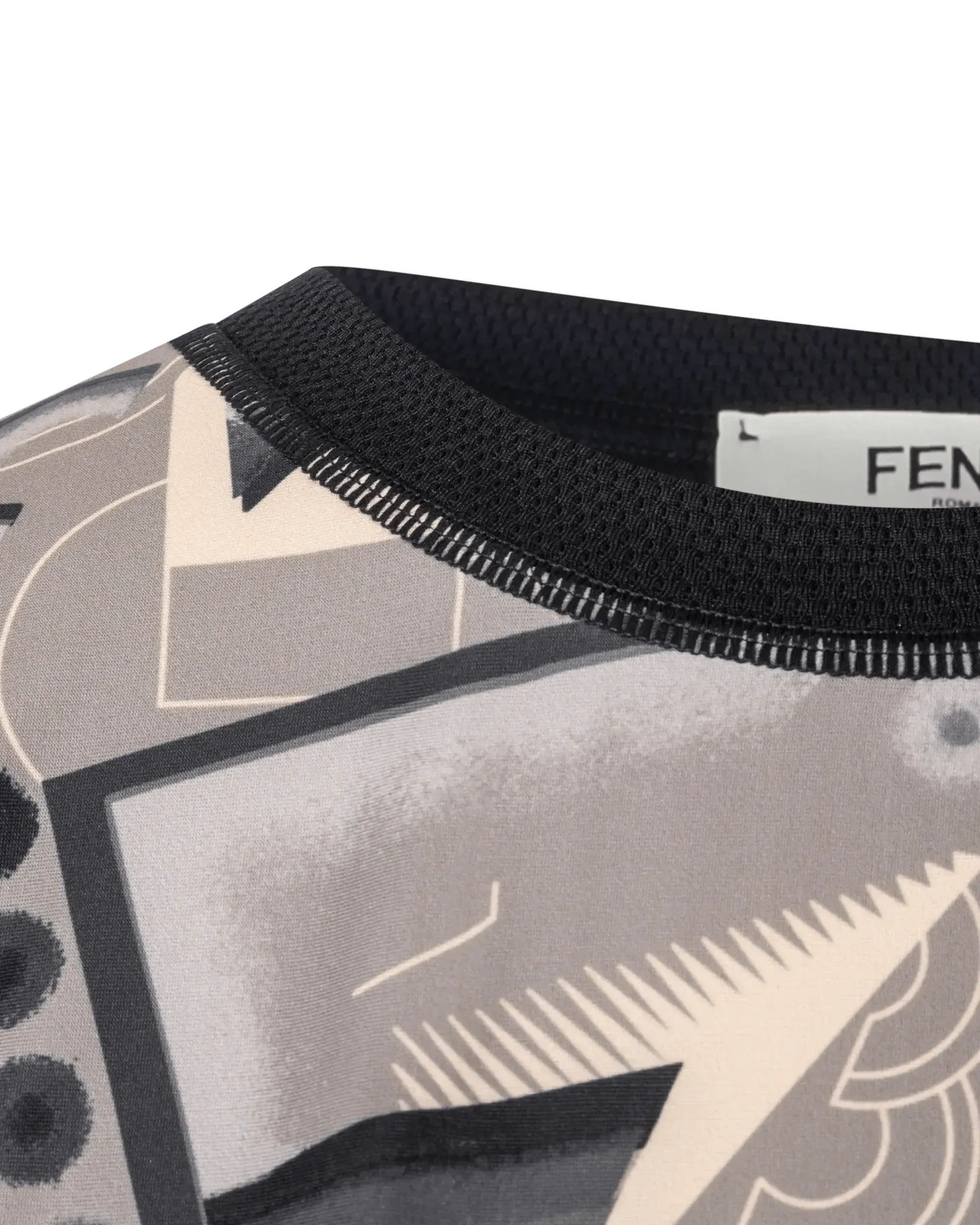 Geometric Print Cropped Lycra T-Shirt - DIHSAN