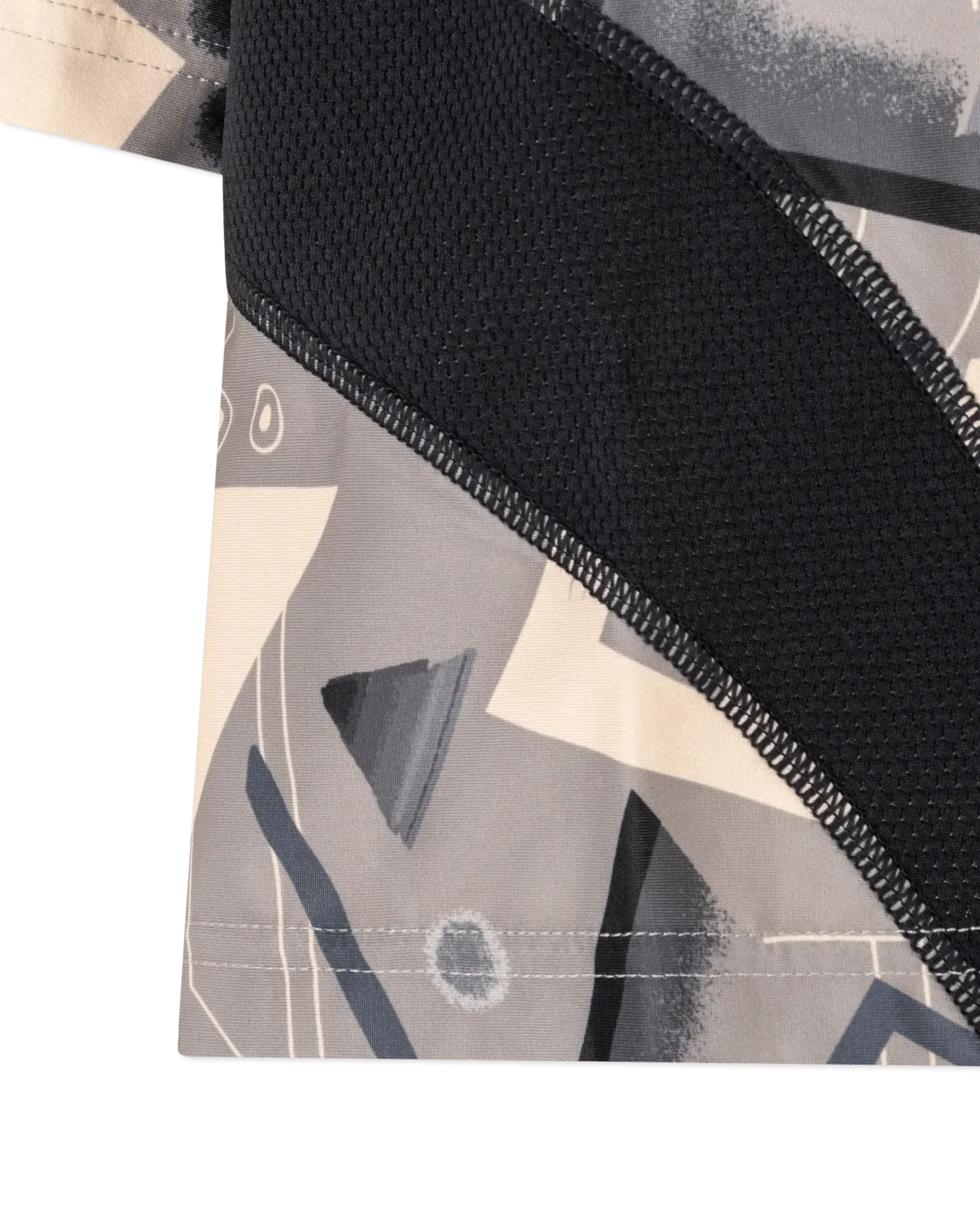 Geometric Print Cropped Lycra T-Shirt - DIHSAN