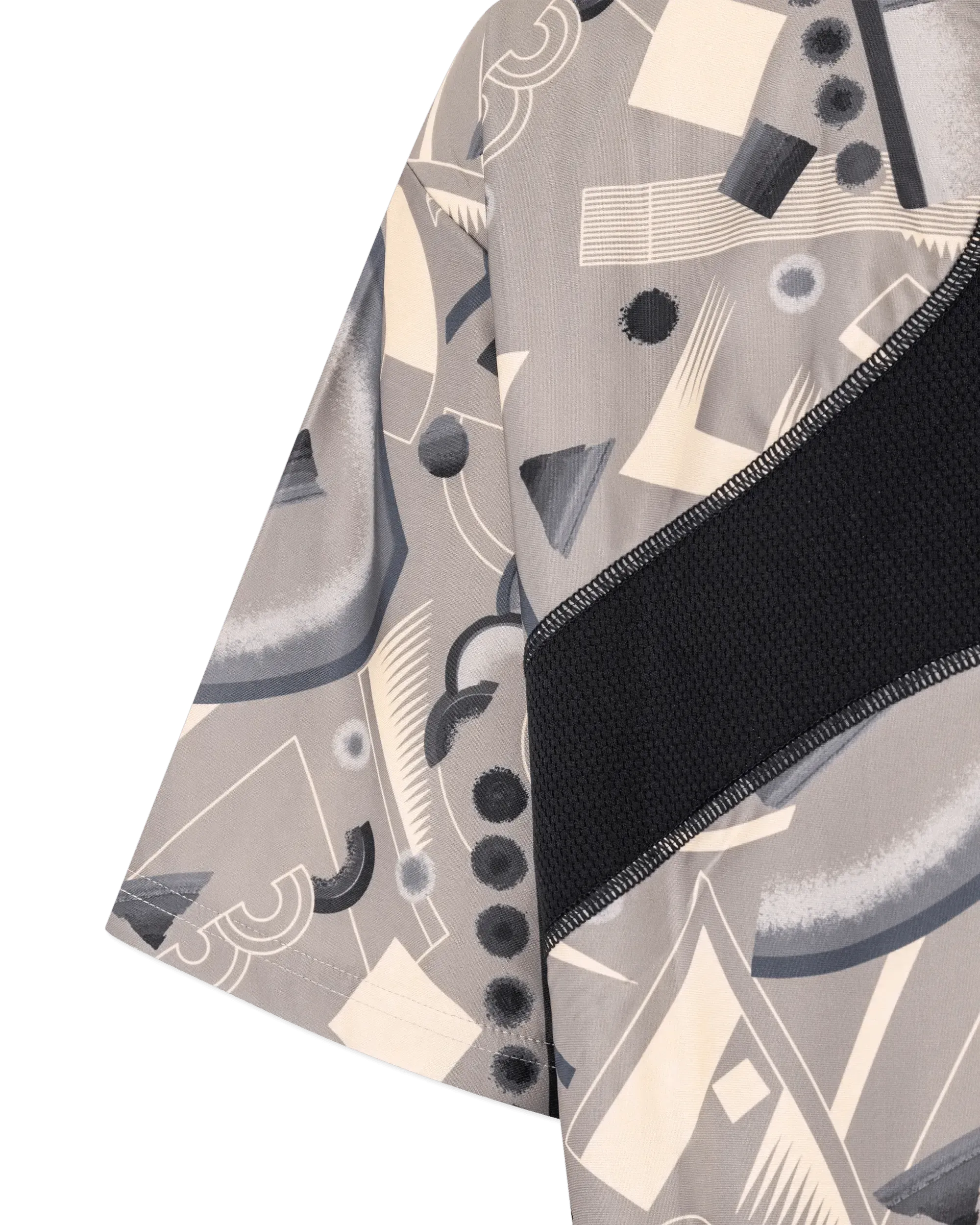 Geometric Print Cropped Lycra T-Shirt - DIHSAN