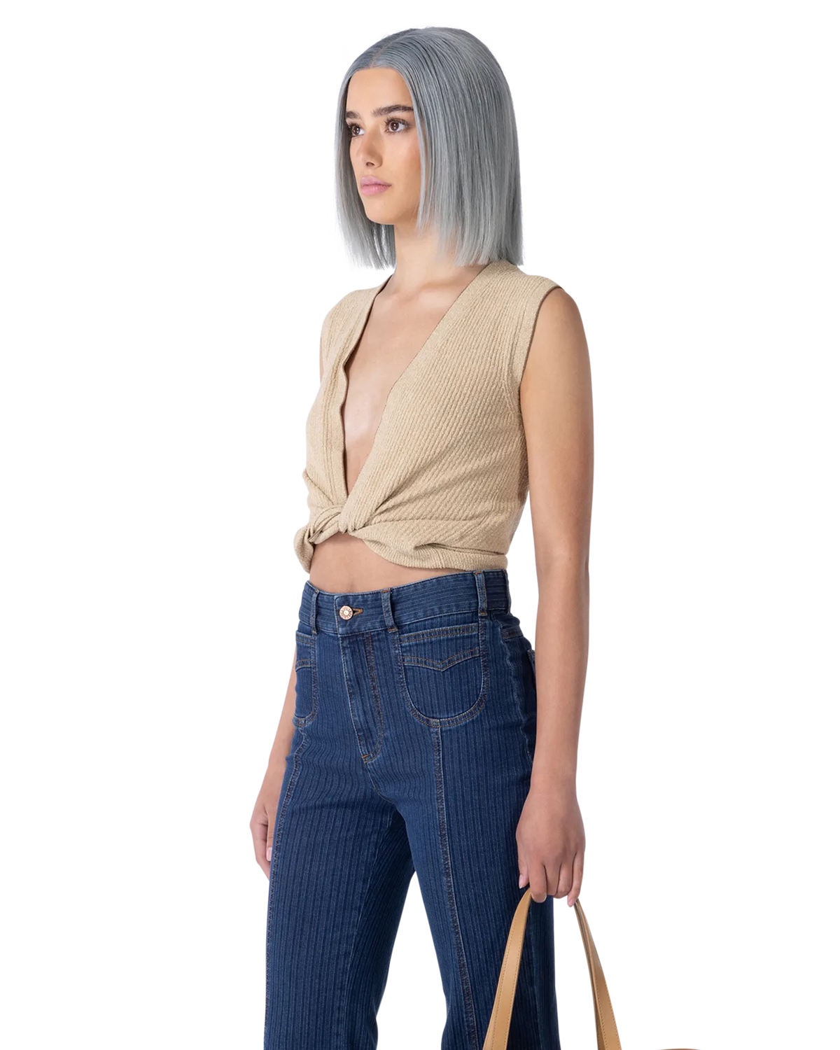Front-Tie Sleeveless Knit Top