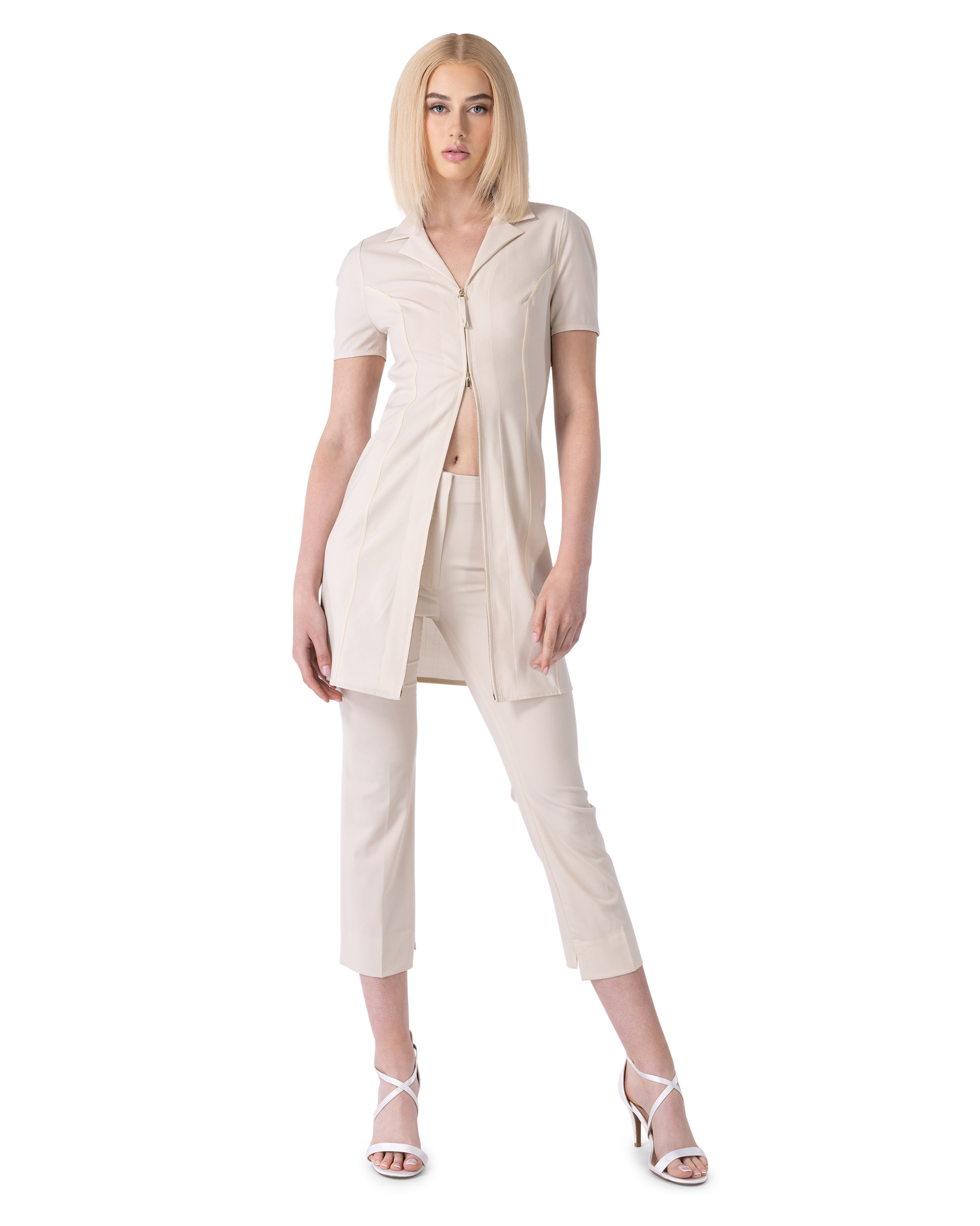 Beige Viscose Blend Pina Straight Leg Semi-Sheer Pants by Jacquemus | DIHSAN