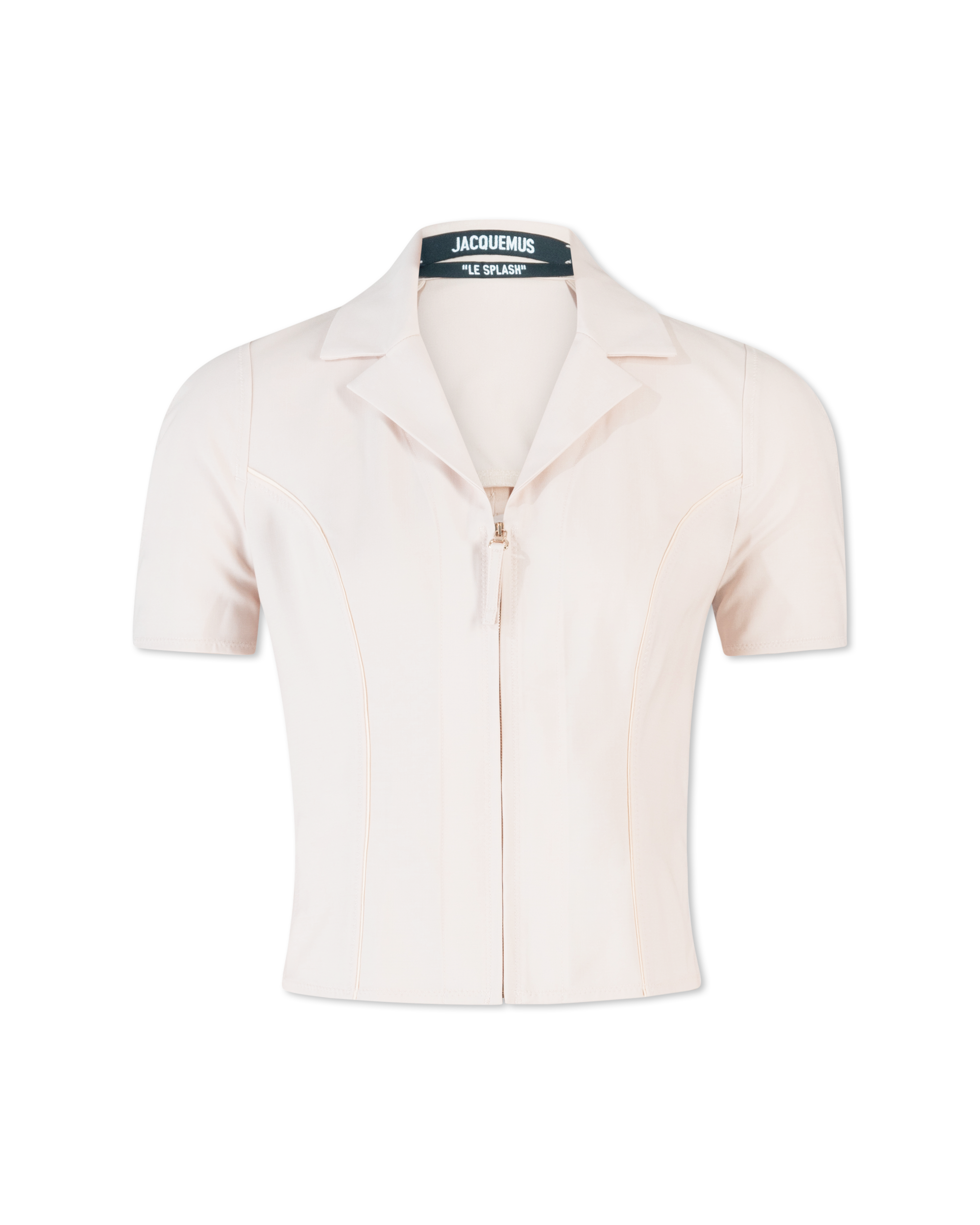Linen Virgin Blend Tangelo Fitted Zip Up Shirt by Jacquemus | DIHSAN