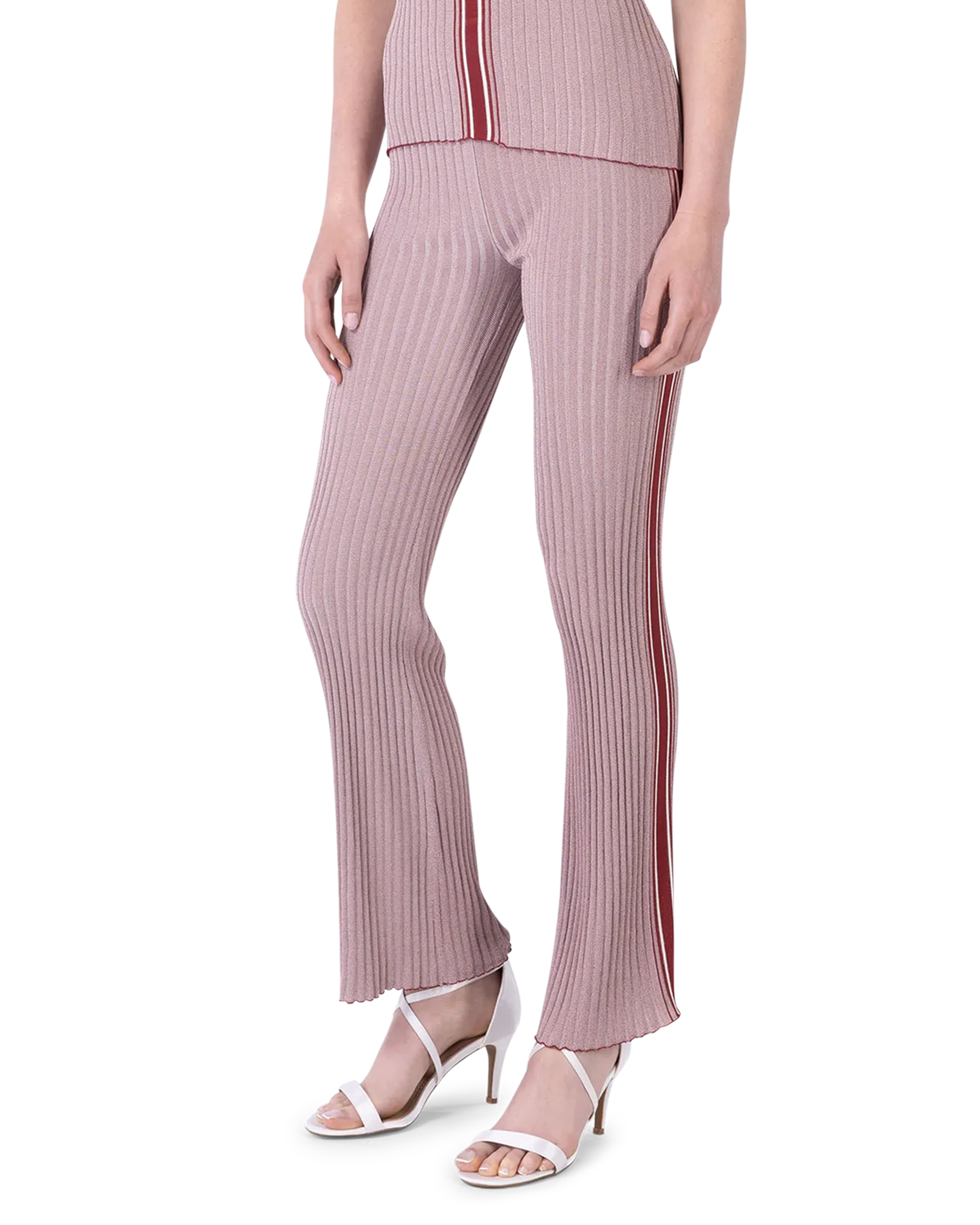 Ribbed Knit Flared Pants