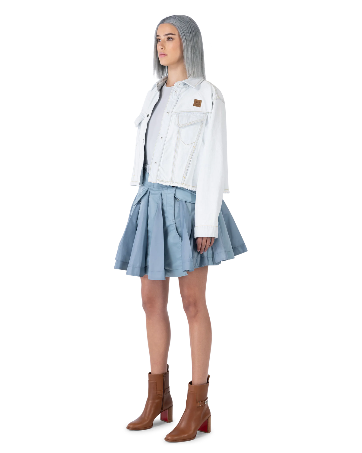 Frayed-Hem Cropped Denim Jacket