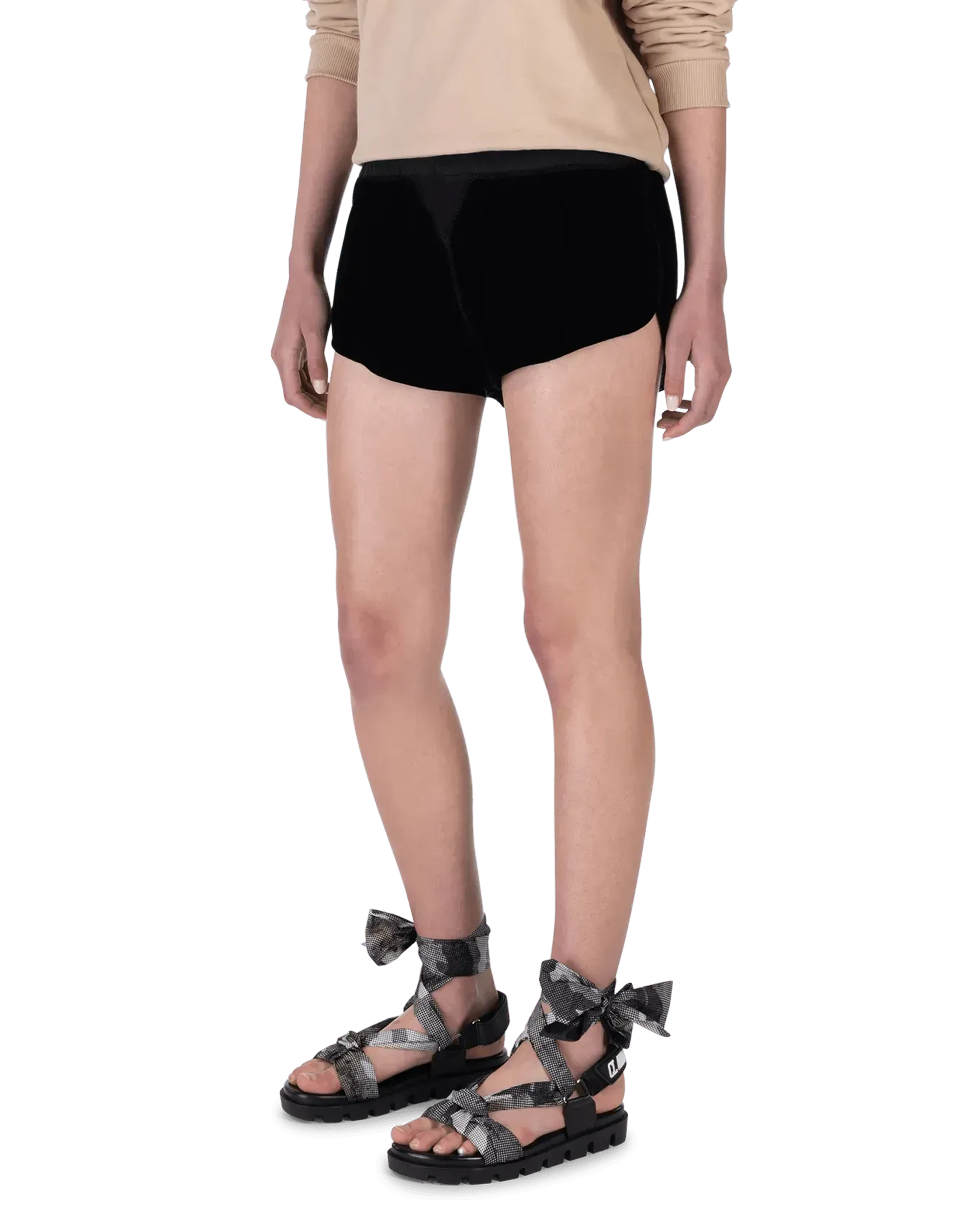 Embroidered Velvet Short Shorts