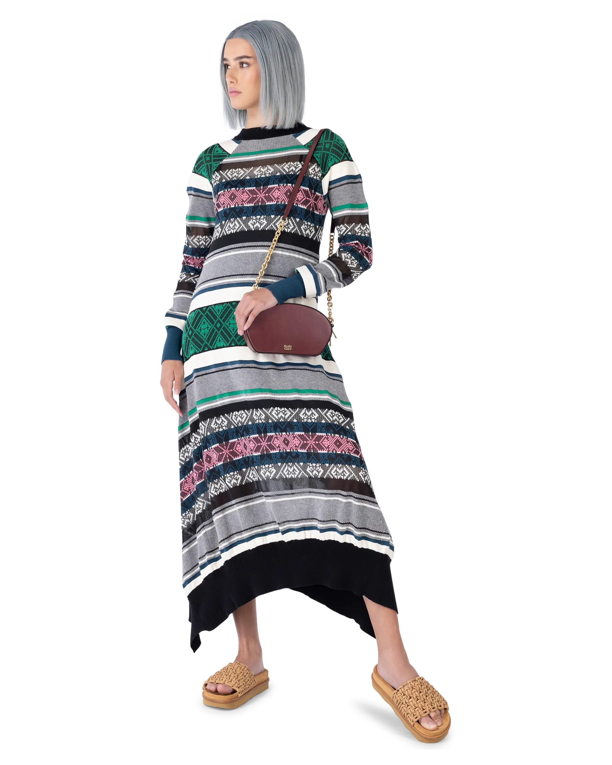Jacquard Knit Sweater Dress