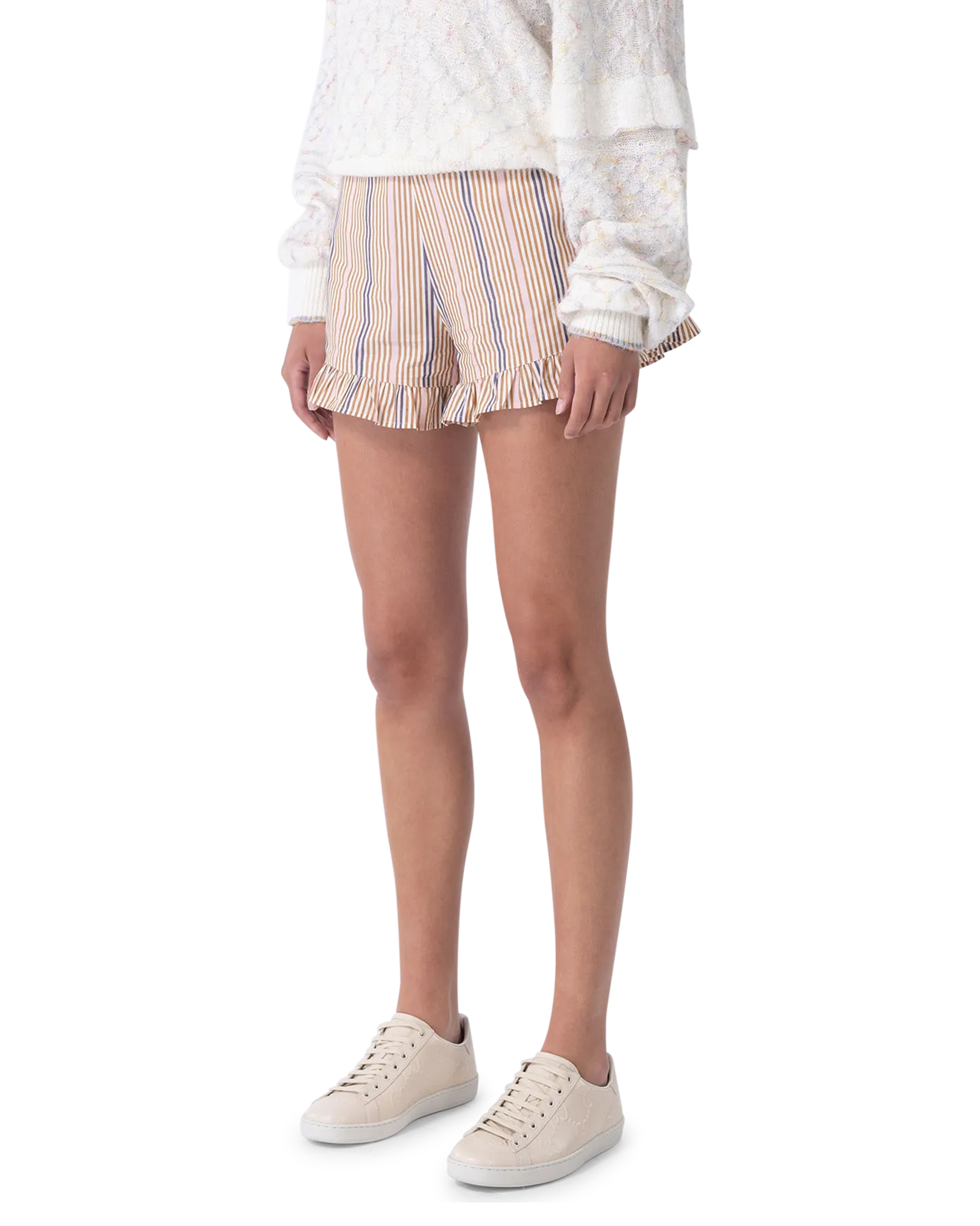 Striped Poplin Mini Shorts
