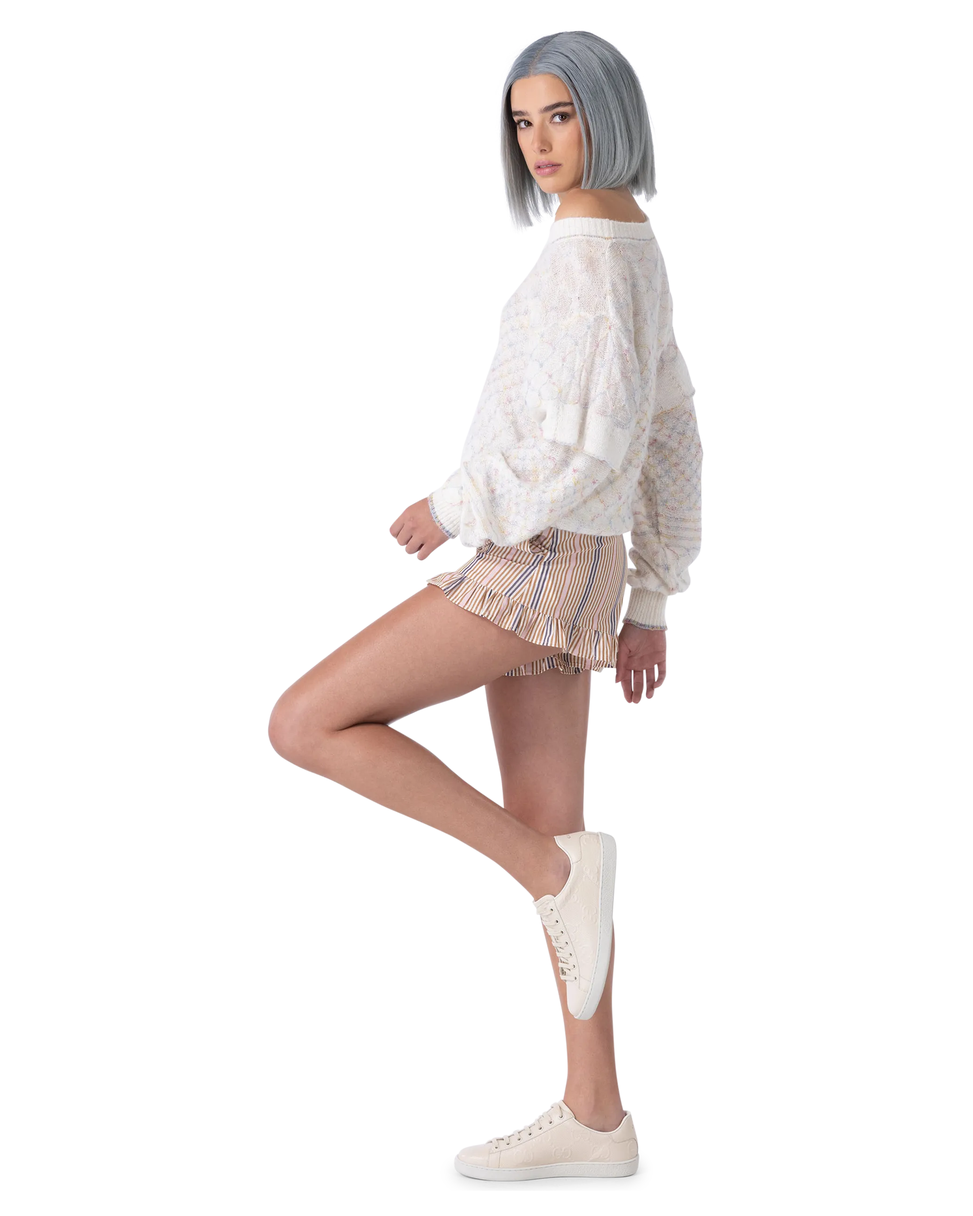 Striped Poplin Mini Shorts