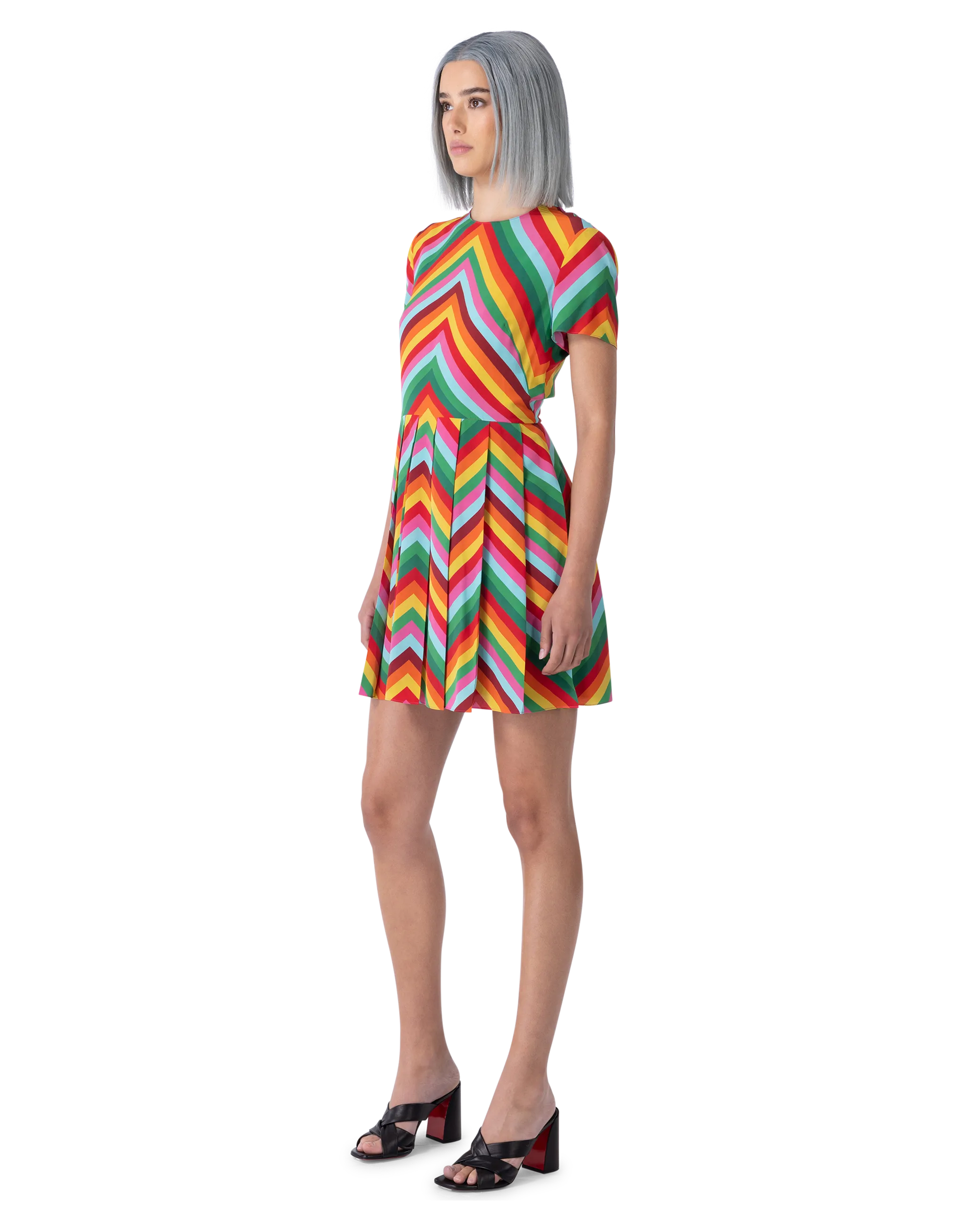 Optical Multicolor Printed Mini Dress
