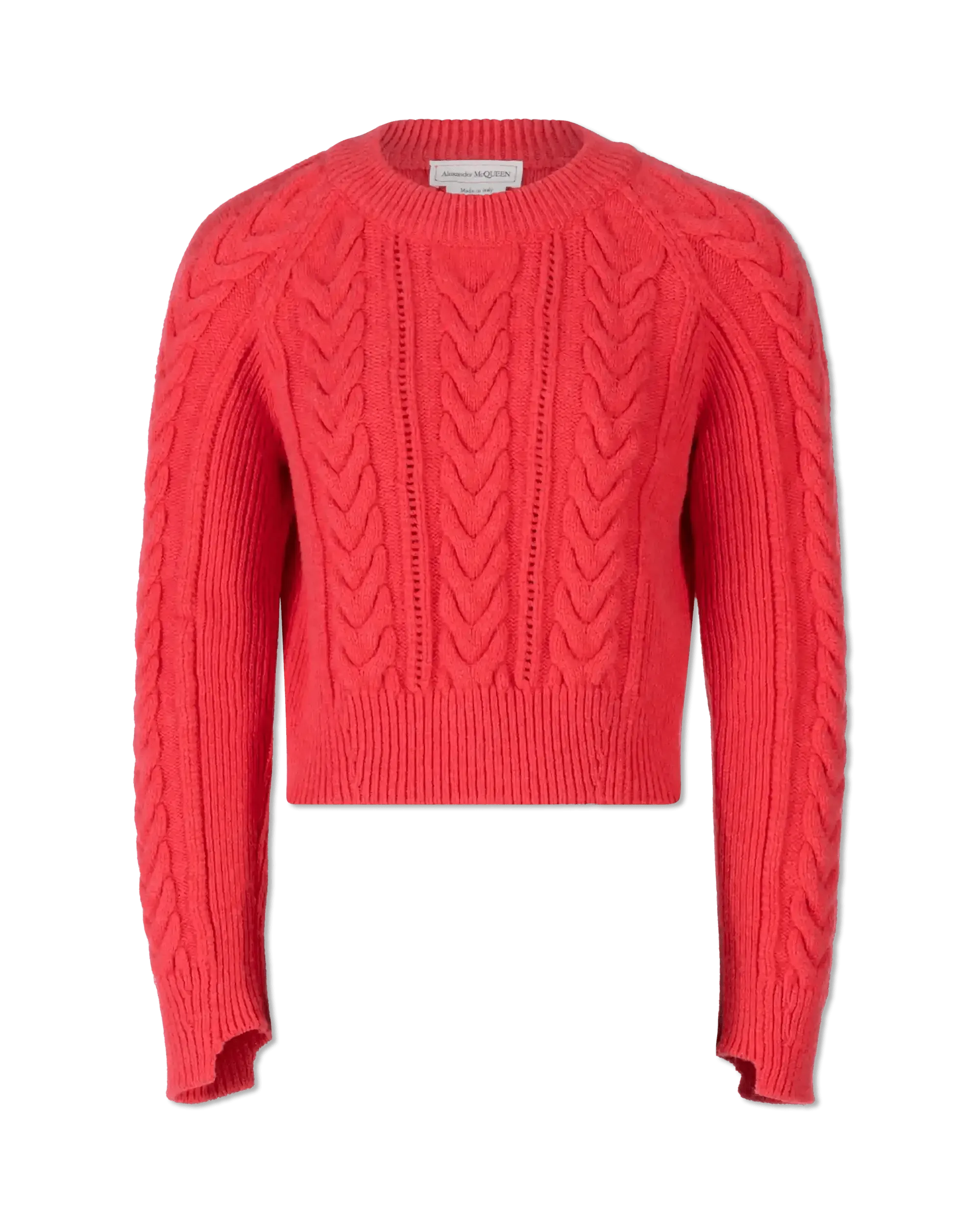 Intarsia Rib Crewneck Cropped Sweater - DIHSAN