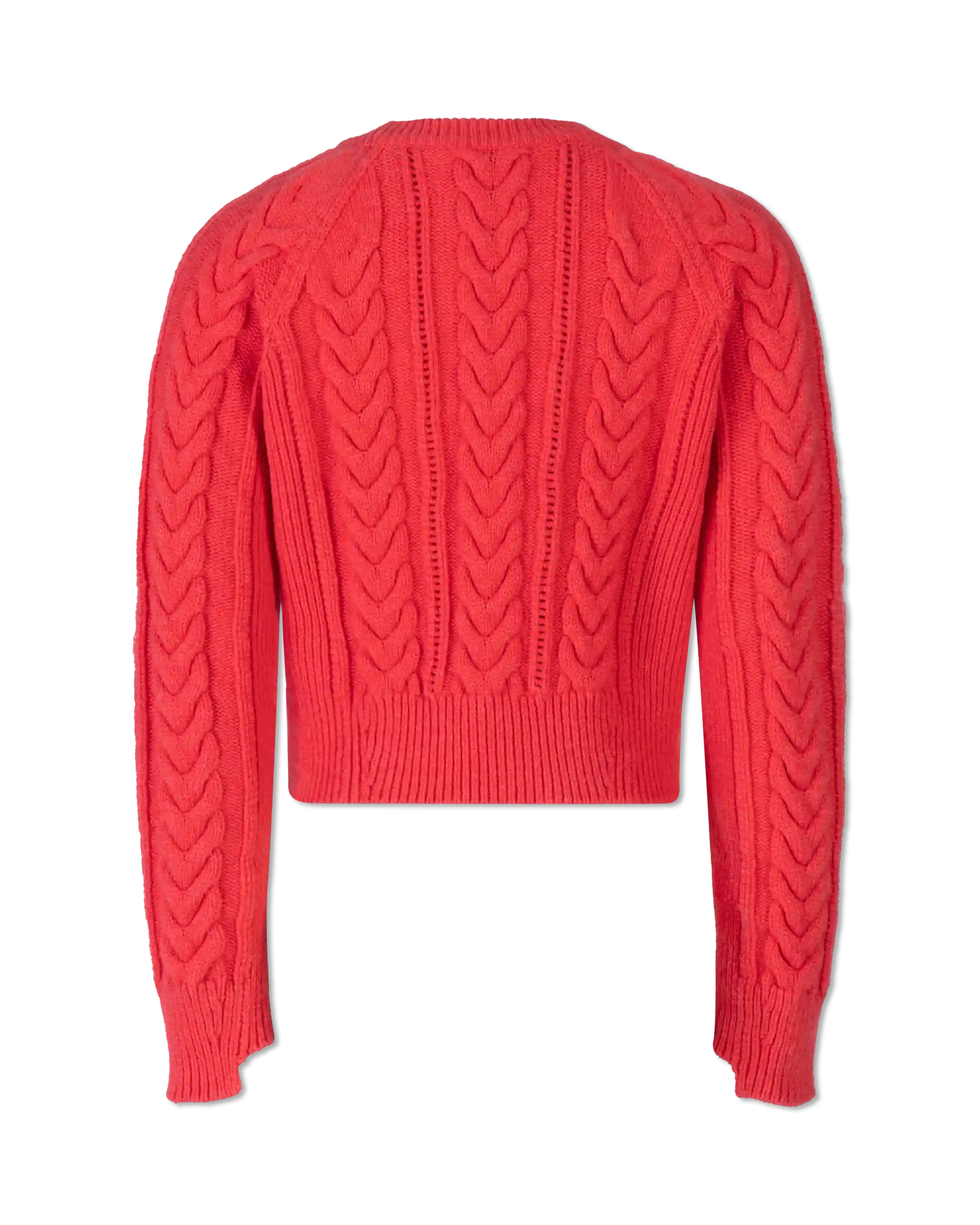 Intarsia Rib Crewneck Cropped Sweater
