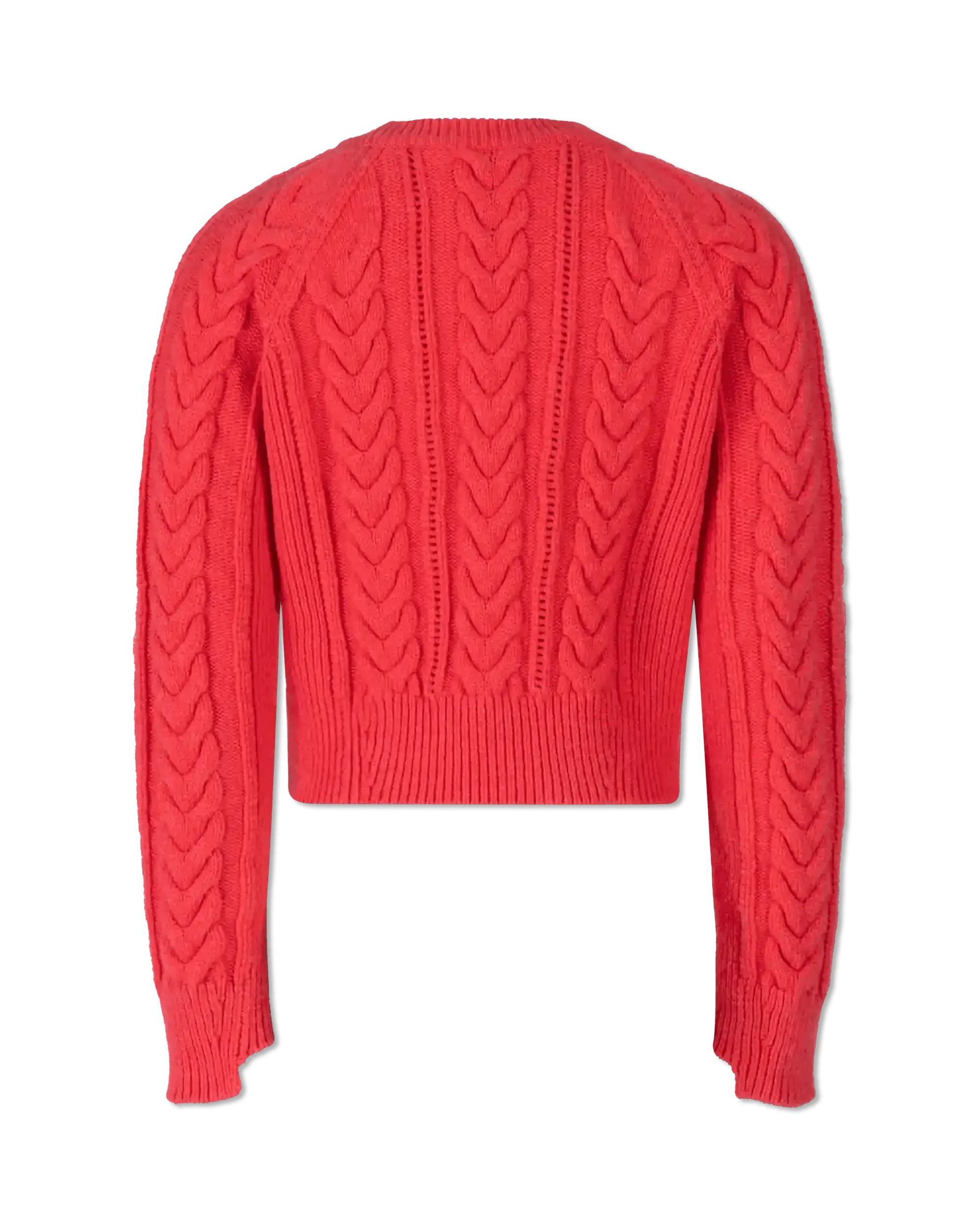 Intarsia Rib Crewneck Cropped Sweater - DIHSAN