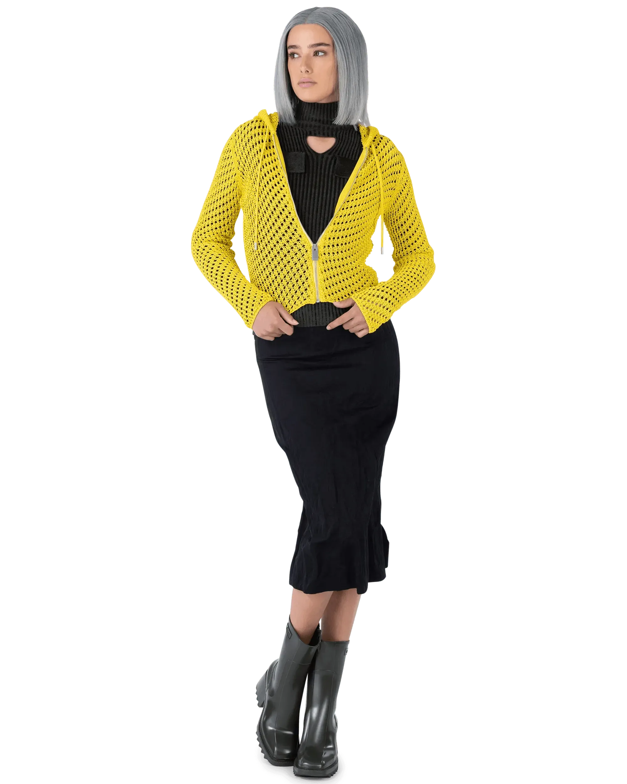 Crochet Hooded Cardigan - DIHSAN