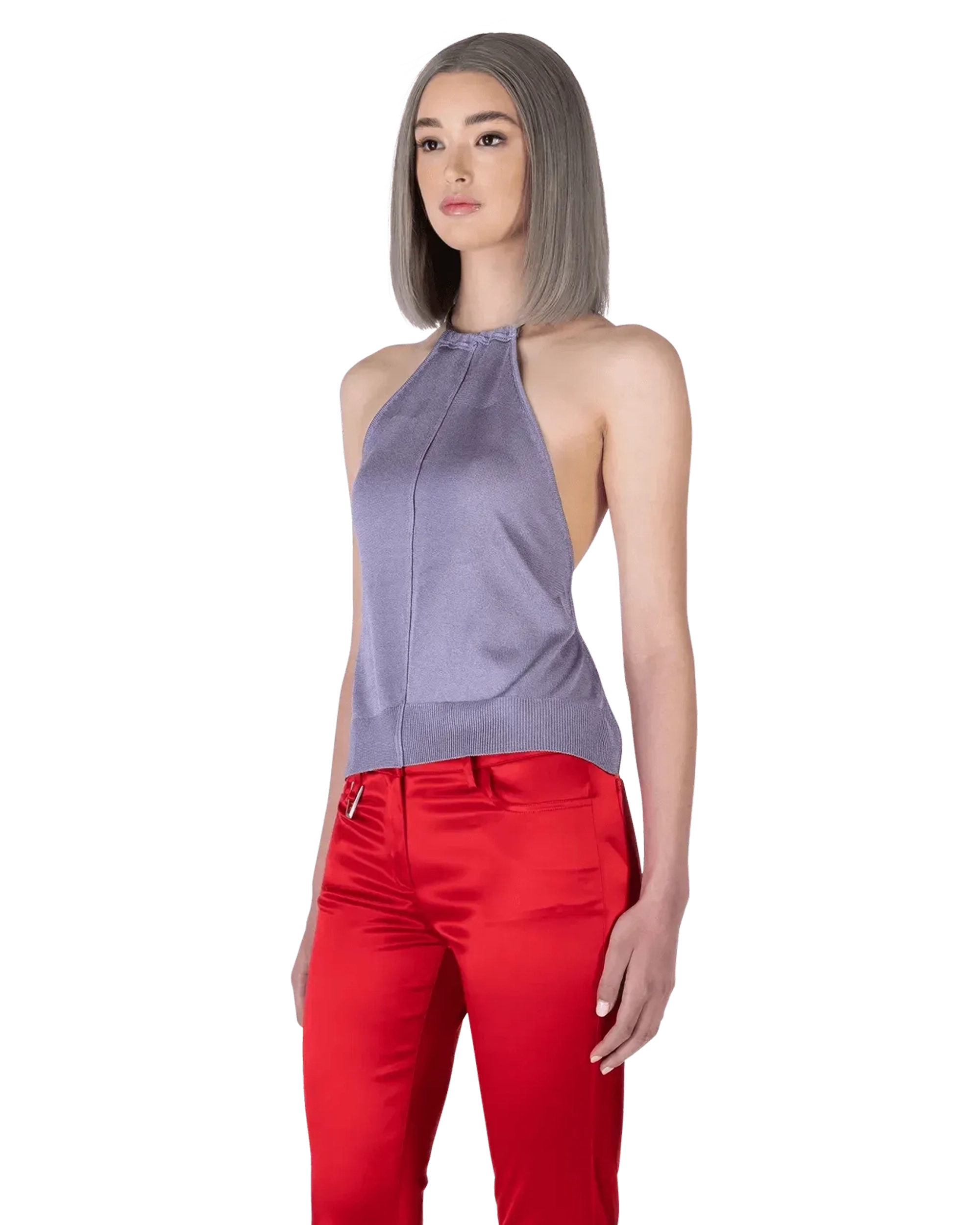 Backless Butterfly Halter Knit Top