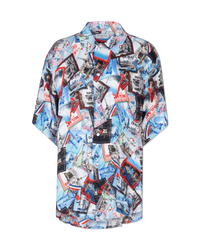 Mix Scarves Silk Short Sleeve Shirt - DIHSAN