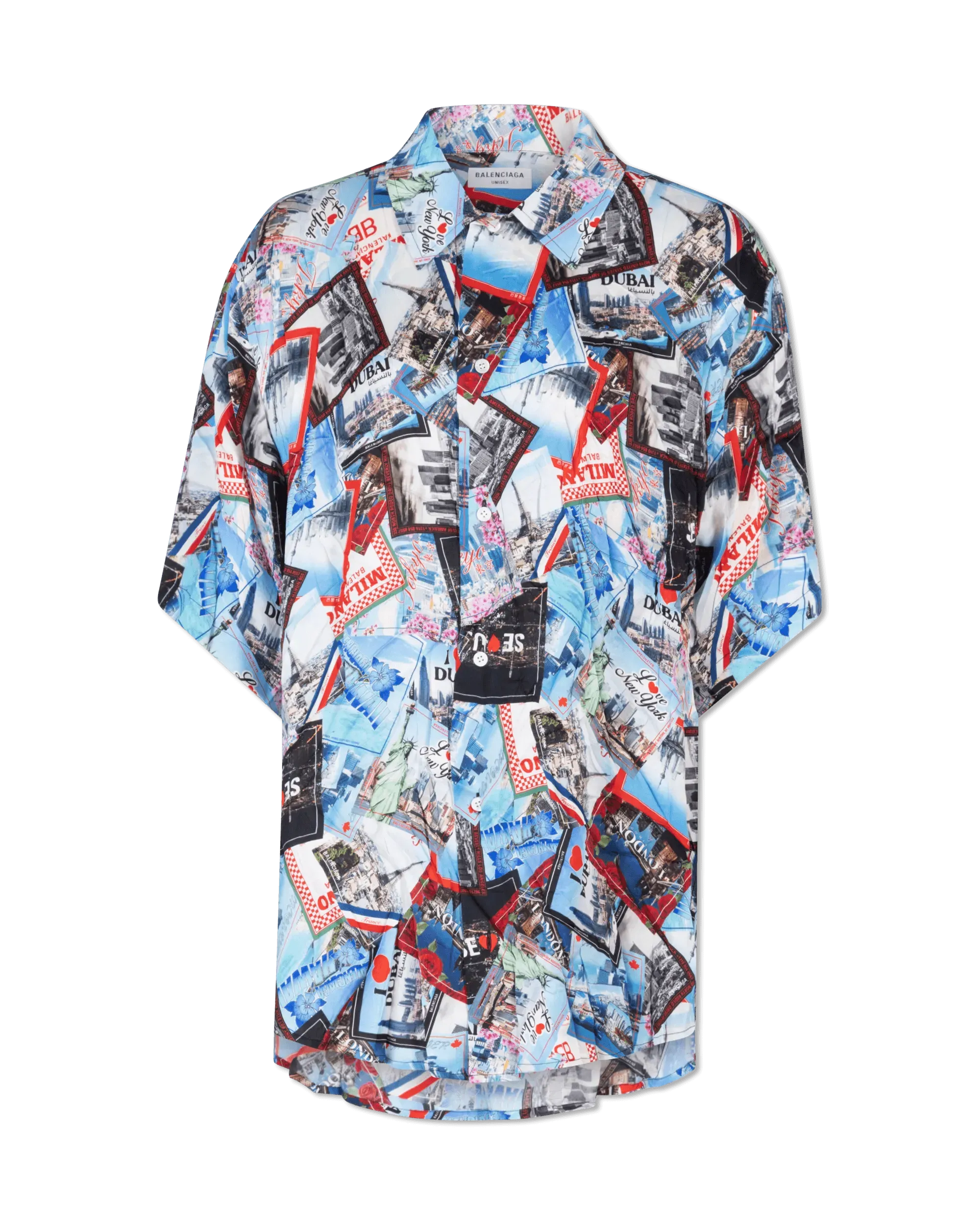 Mix Scarves Silk Short Sleeve Shirt - DIHSAN