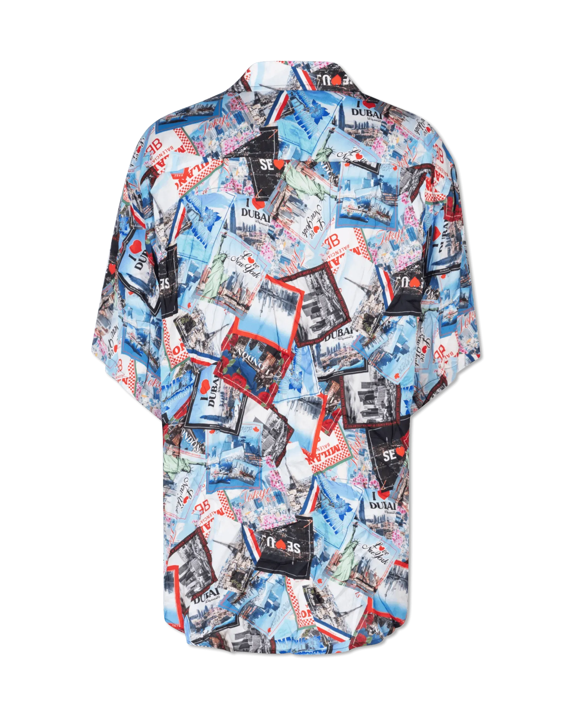 Mix Scarves Silk Short Sleeve Shirt - DIHSAN