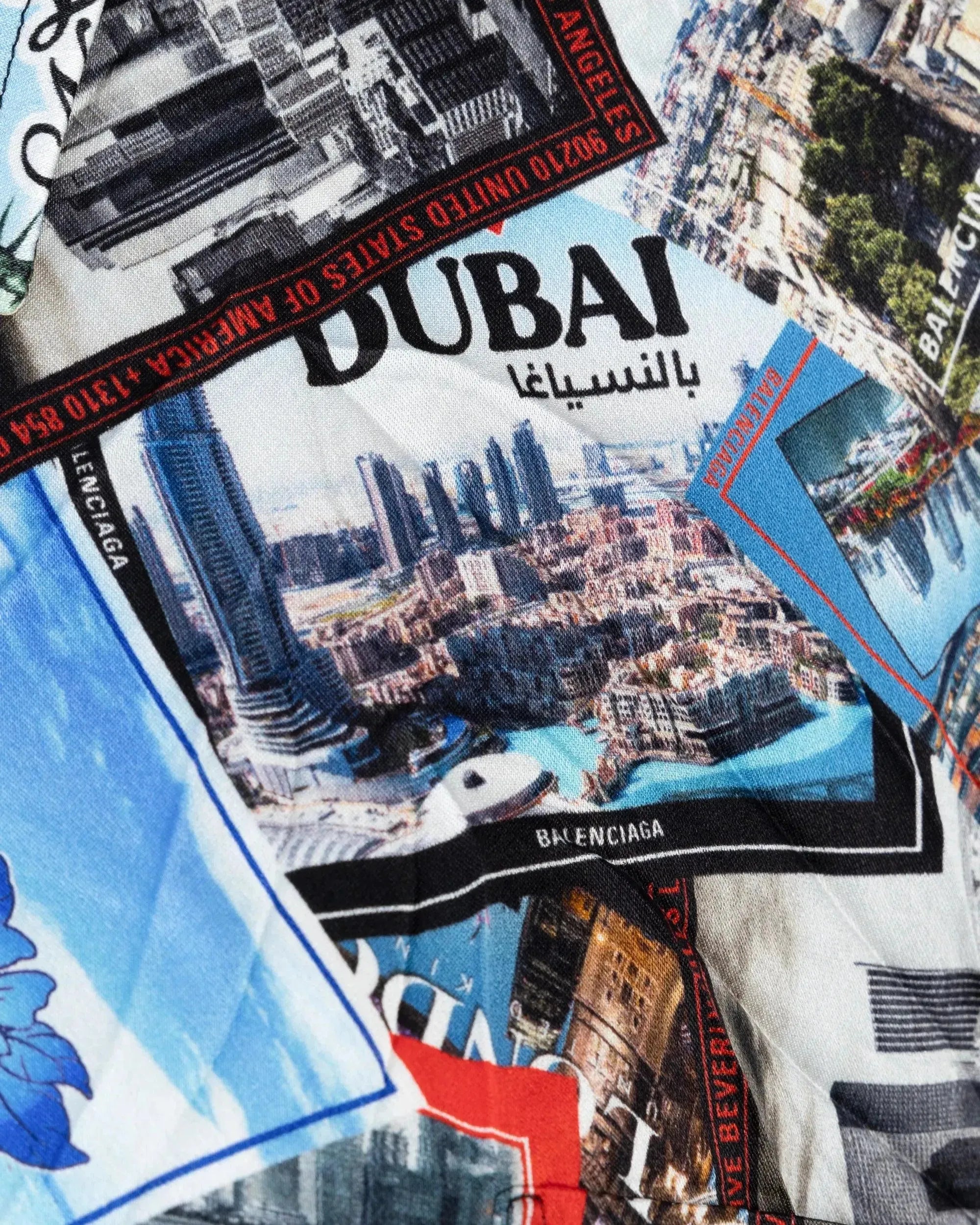 Mix Scarves Silk Short Sleeve Shirt - DIHSAN