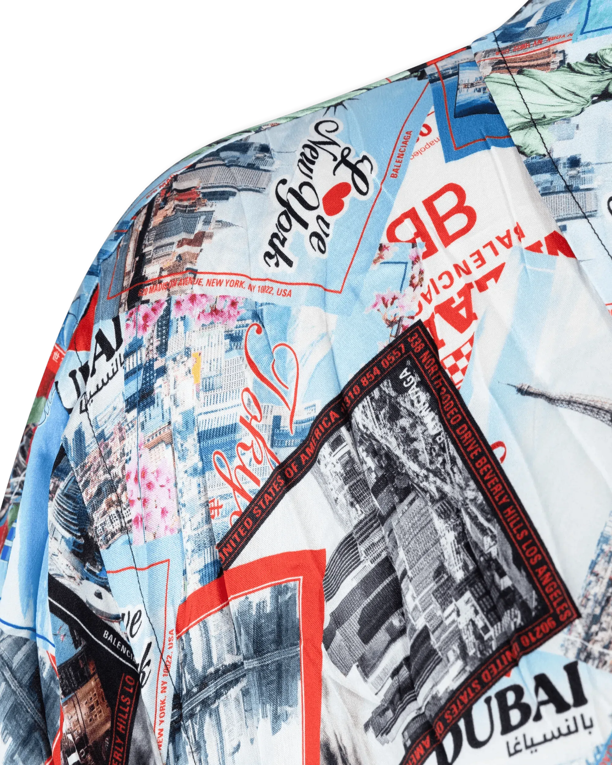 Mix Scarves Silk Short Sleeve Shirt - DIHSAN