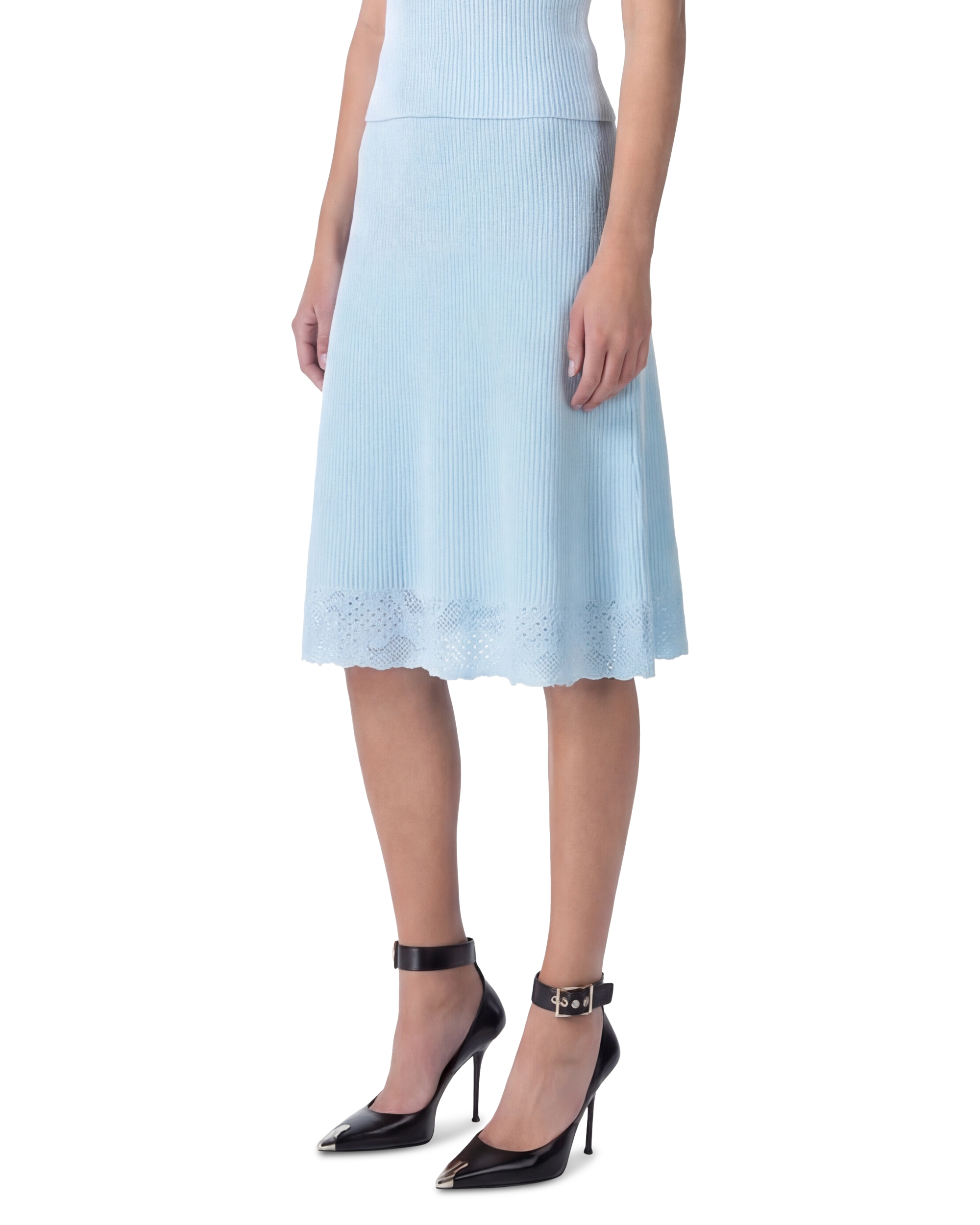 Lace Viscose Knit Slip Skirt