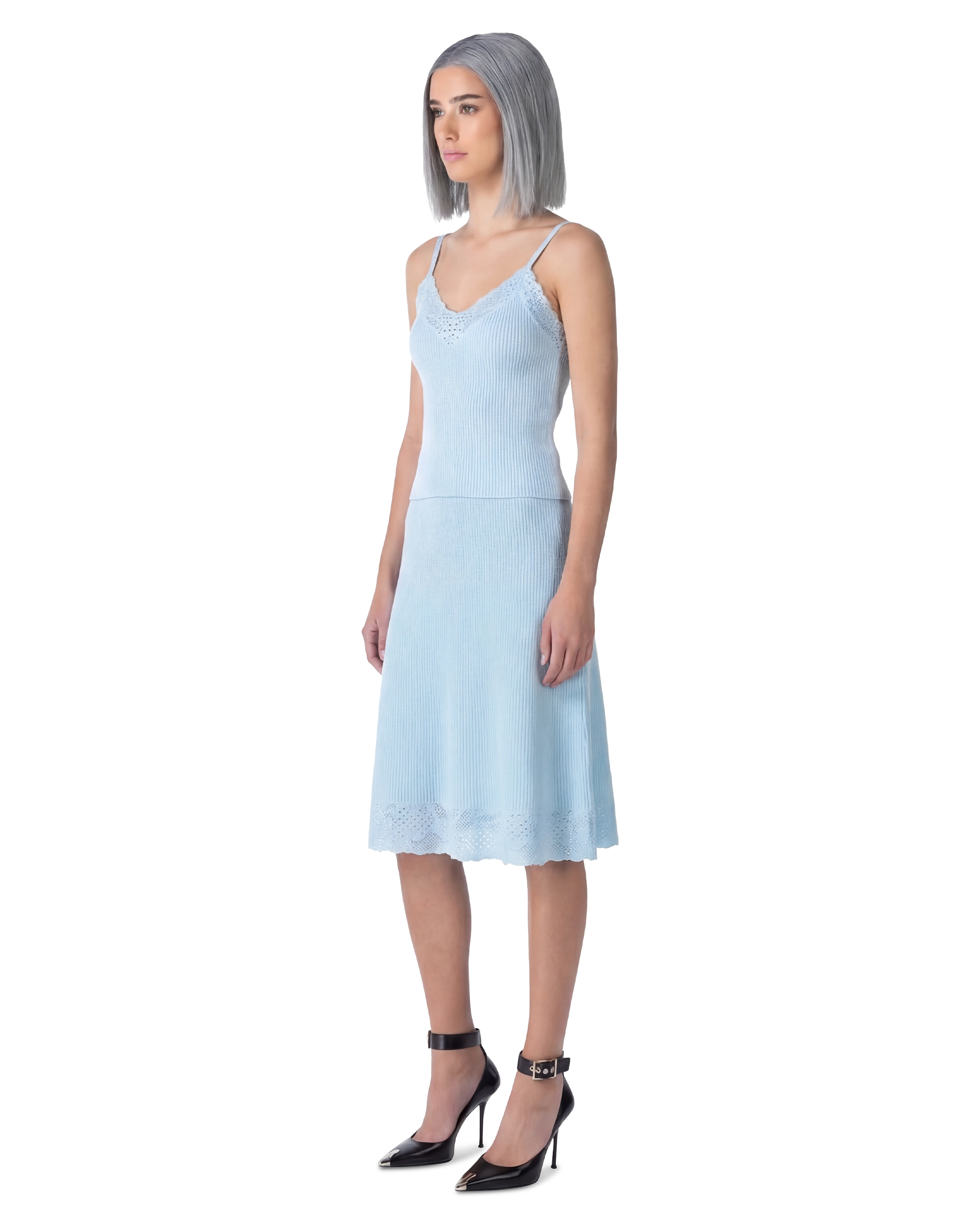 Lace Viscose Knit Slip Top