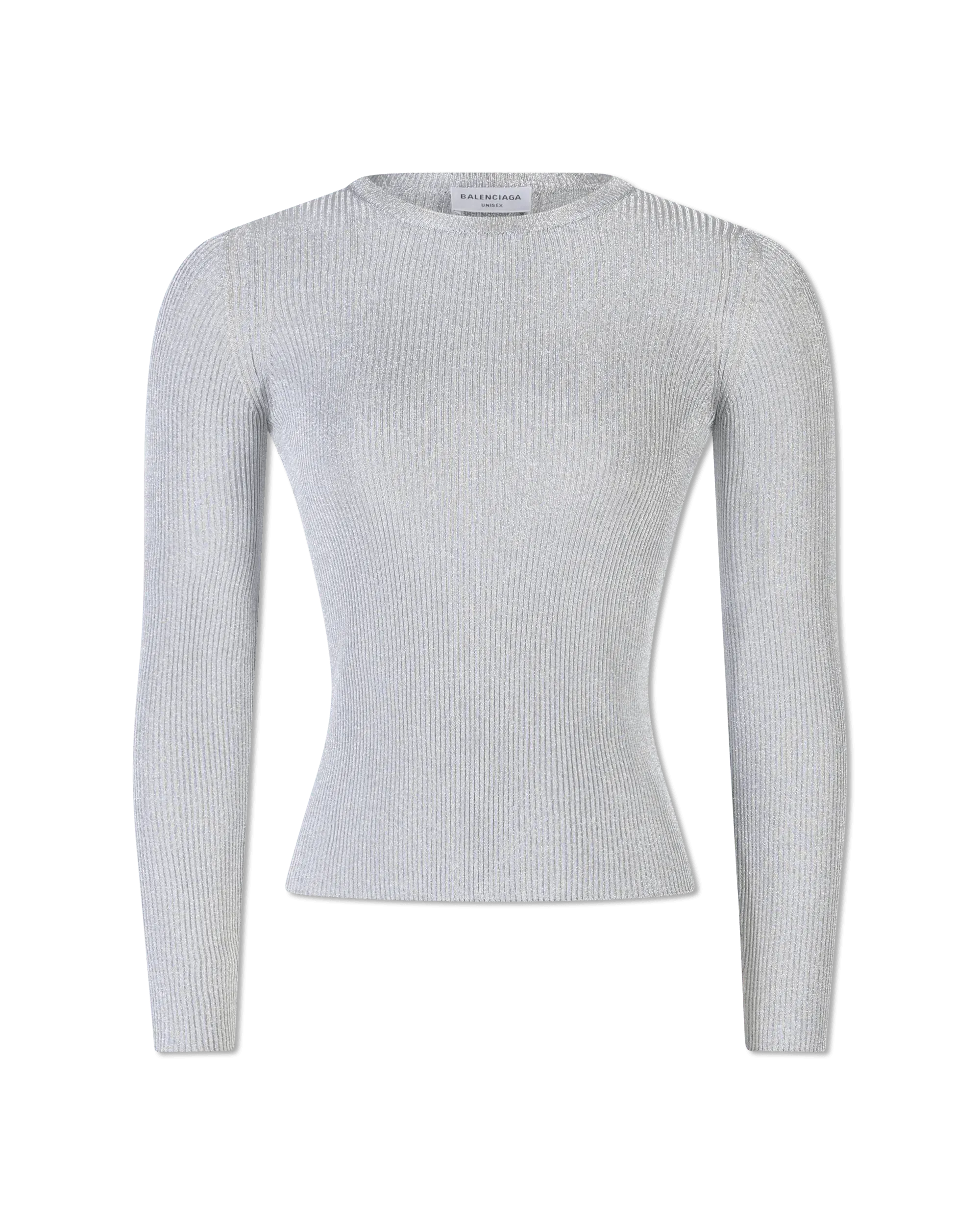 Silver Viscose Blend Metallic Ribbed Lurex Sweater by Balenciaga | DIHSAN