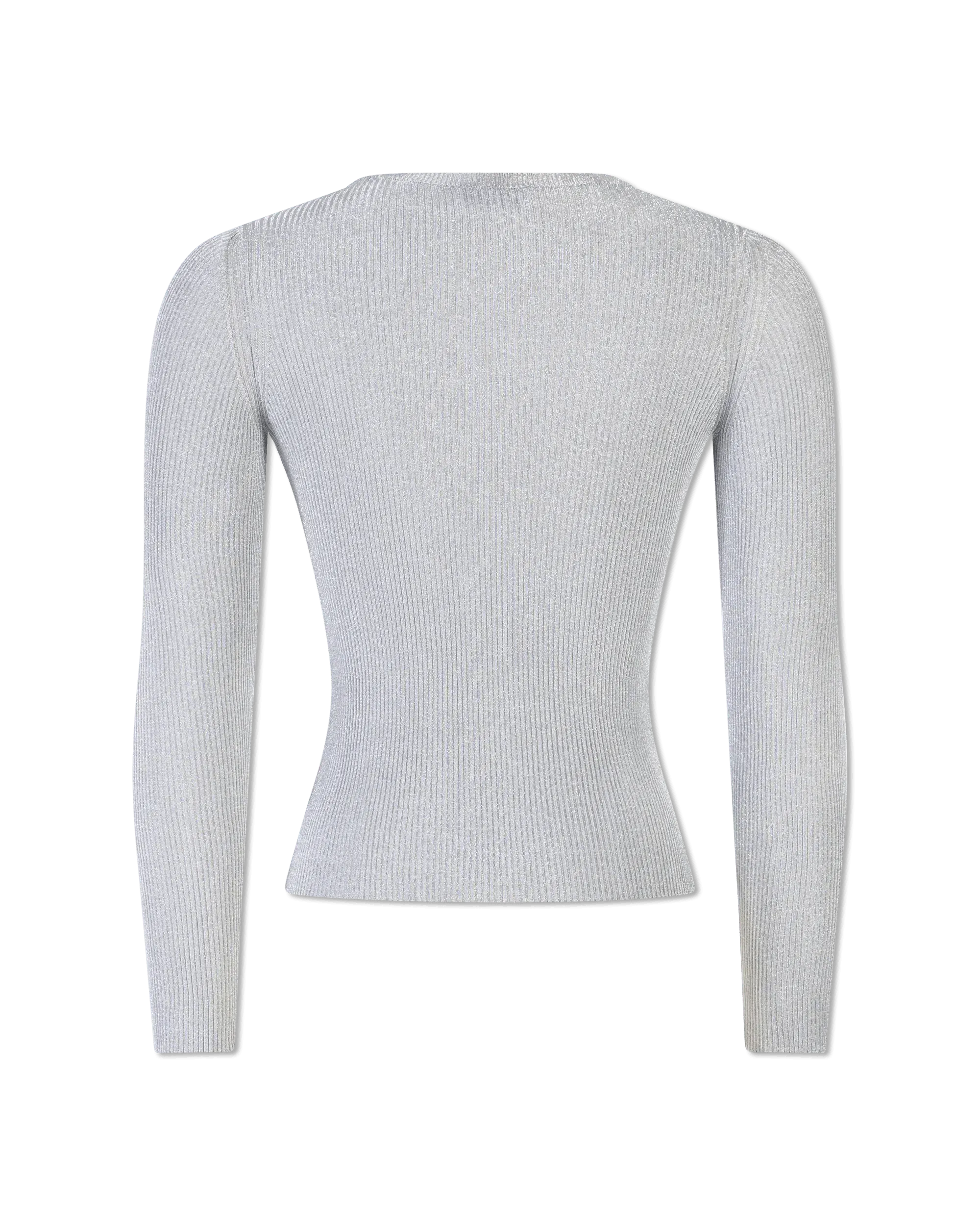 Silver Viscose Blend Metallic Ribbed Lurex Sweater by Balenciaga | DIHSAN