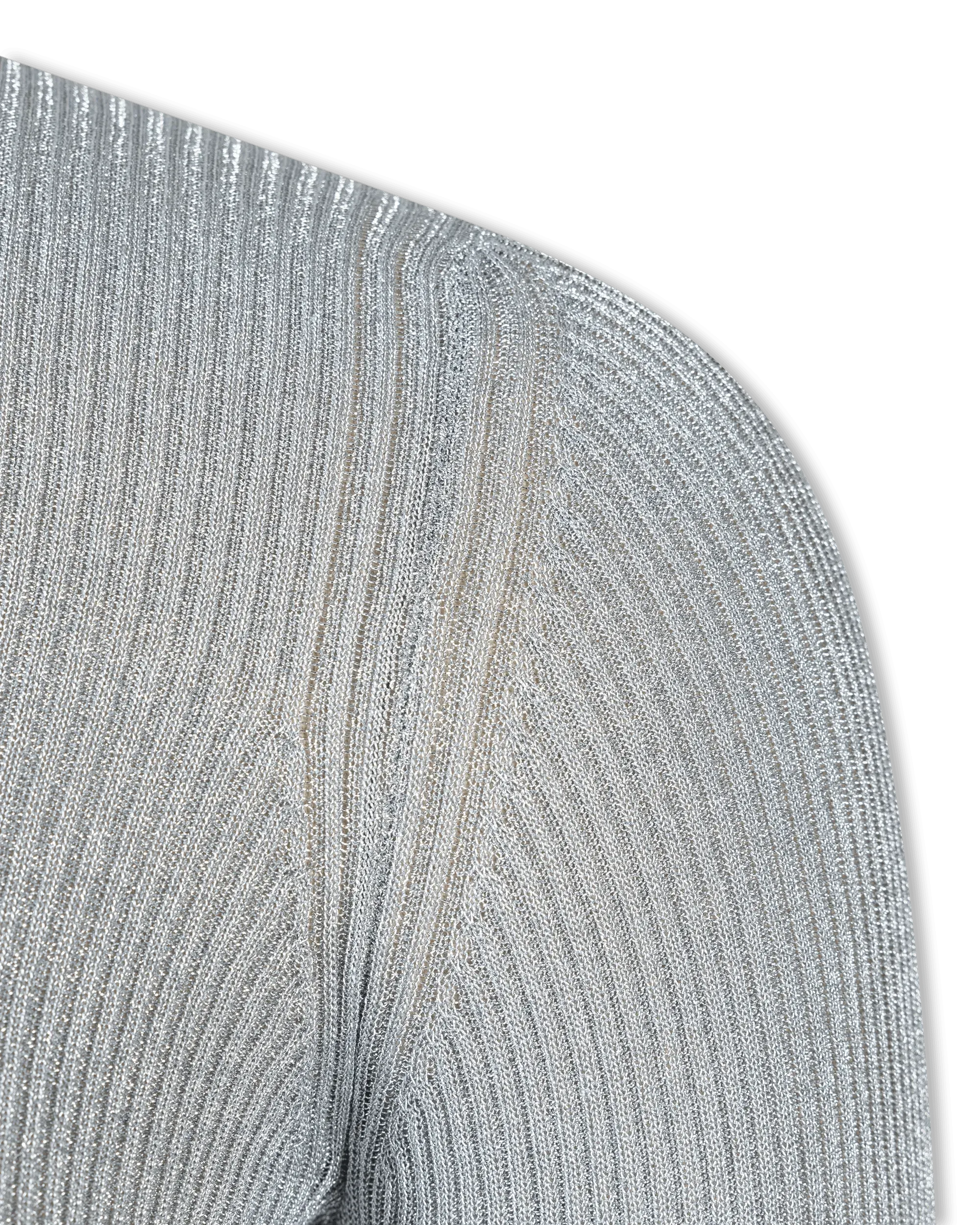 Silver Viscose Blend Metallic Ribbed Lurex Sweater by Balenciaga | DIHSAN