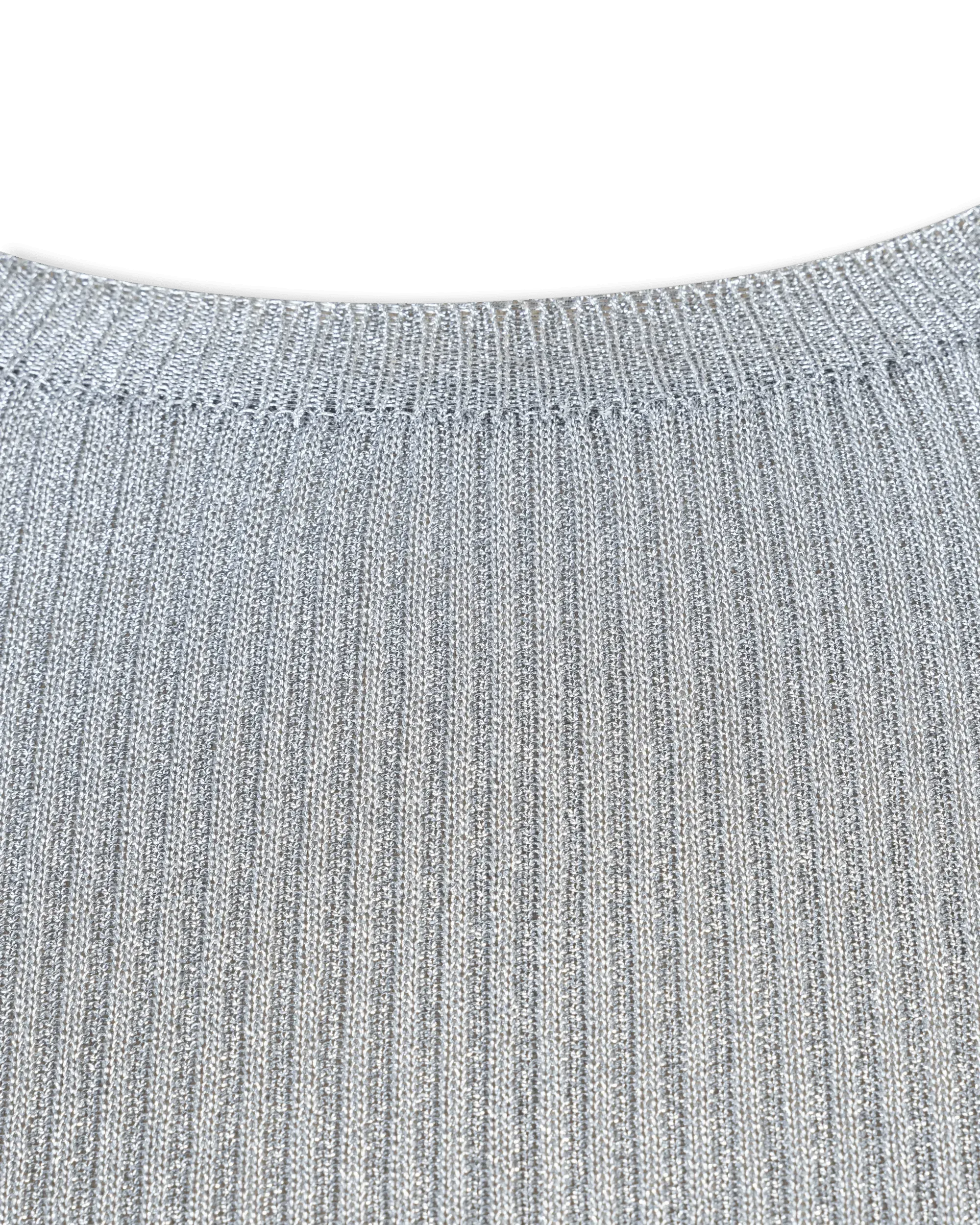 Silver Viscose Blend Metallic Ribbed Lurex Sweater by Balenciaga | DIHSAN