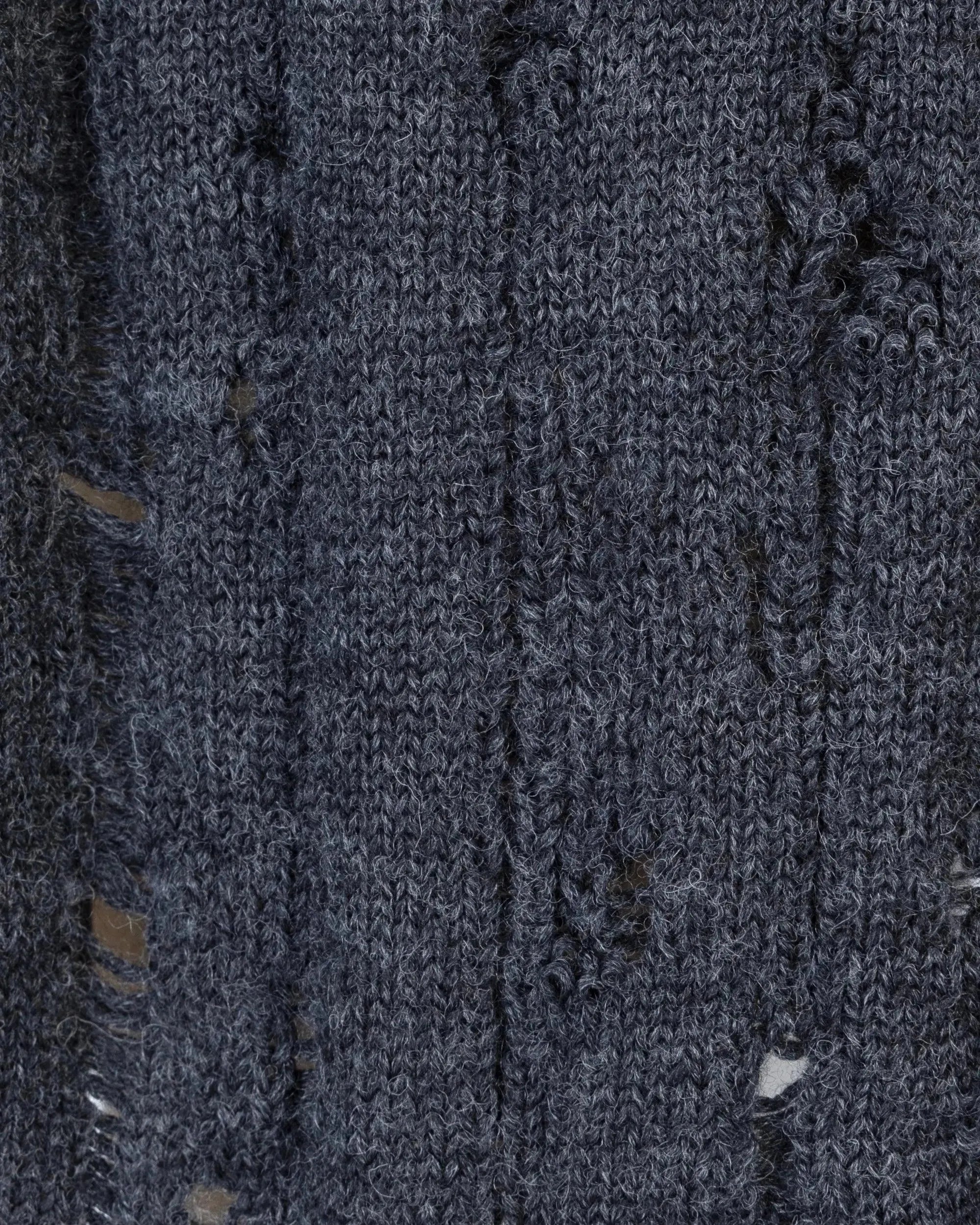 Dark Grey Wool Distressed Wool V-Neck Sweater by Balenciaga | DIHSAN