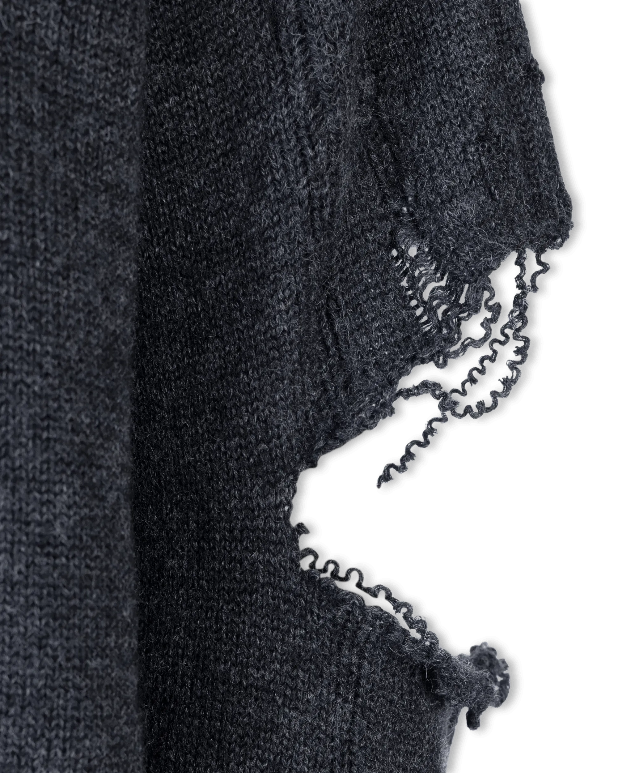 Dark Grey Wool Distressed Wool V-Neck Sweater by Balenciaga | DIHSAN