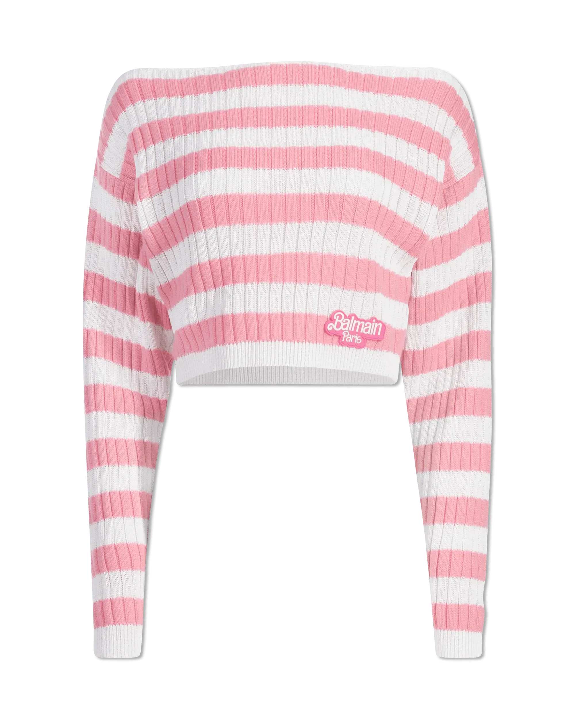 Balmain X Barbie Off Shoulder Knit Crop Top - DIHSAN