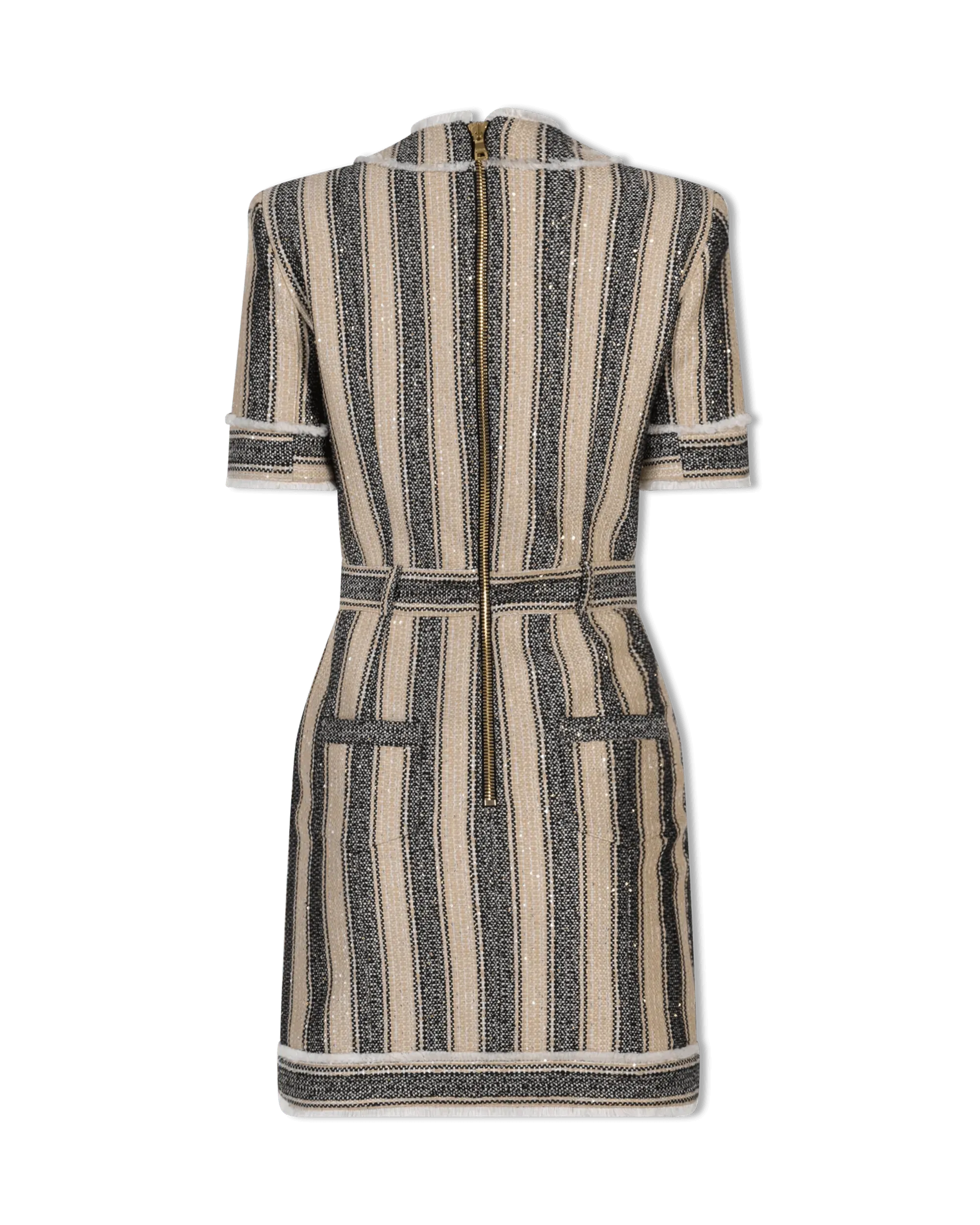 Metallic Striped Piqué Short Dress - DIHSAN