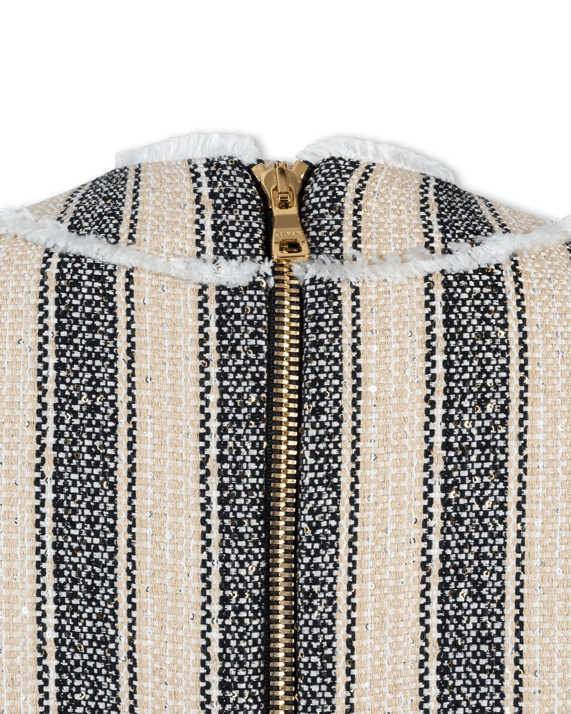 Metallic Striped Piqué Short Dress - DIHSAN