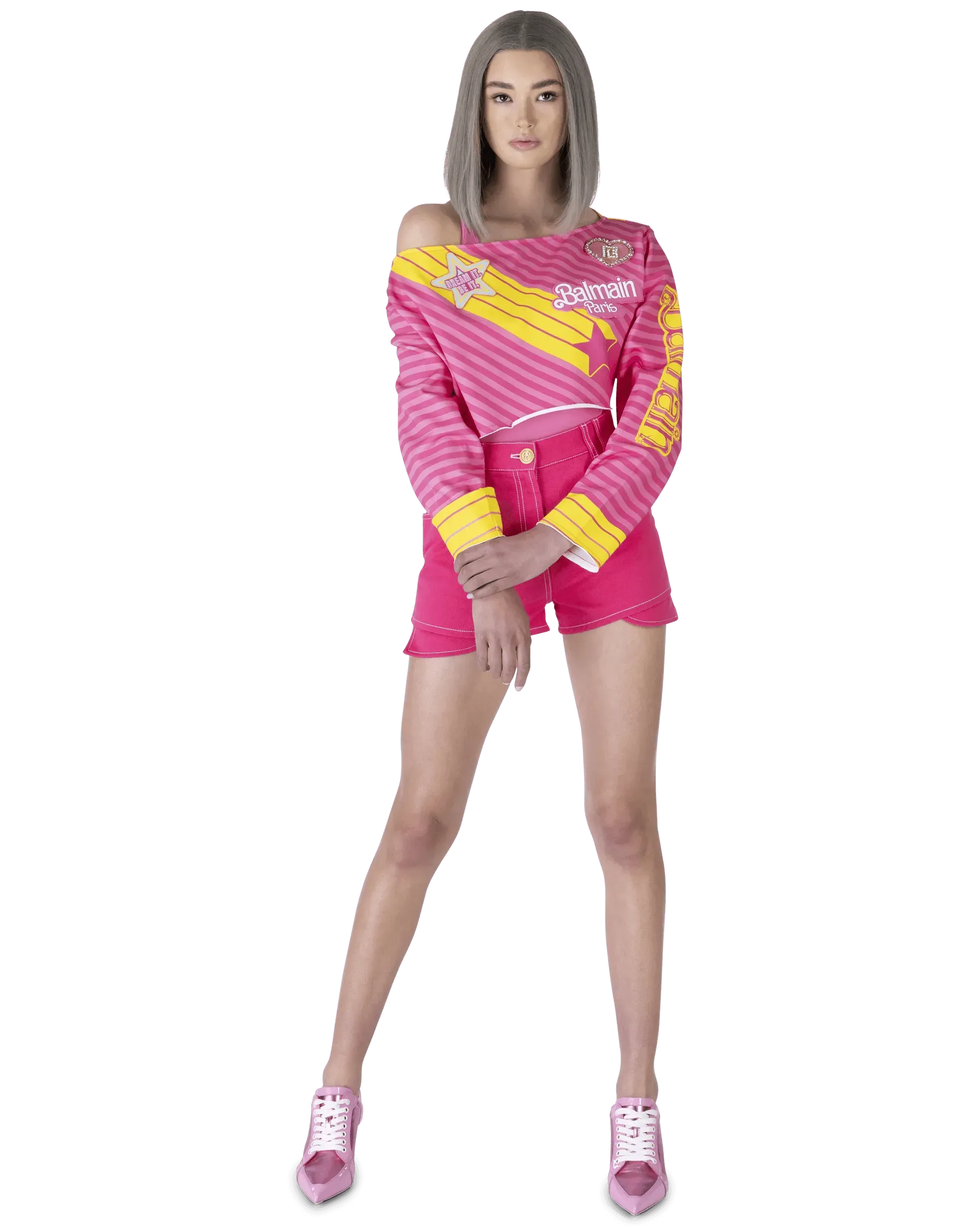 Balmain X Barbie High Waisted Denim Shorts - DIHSAN