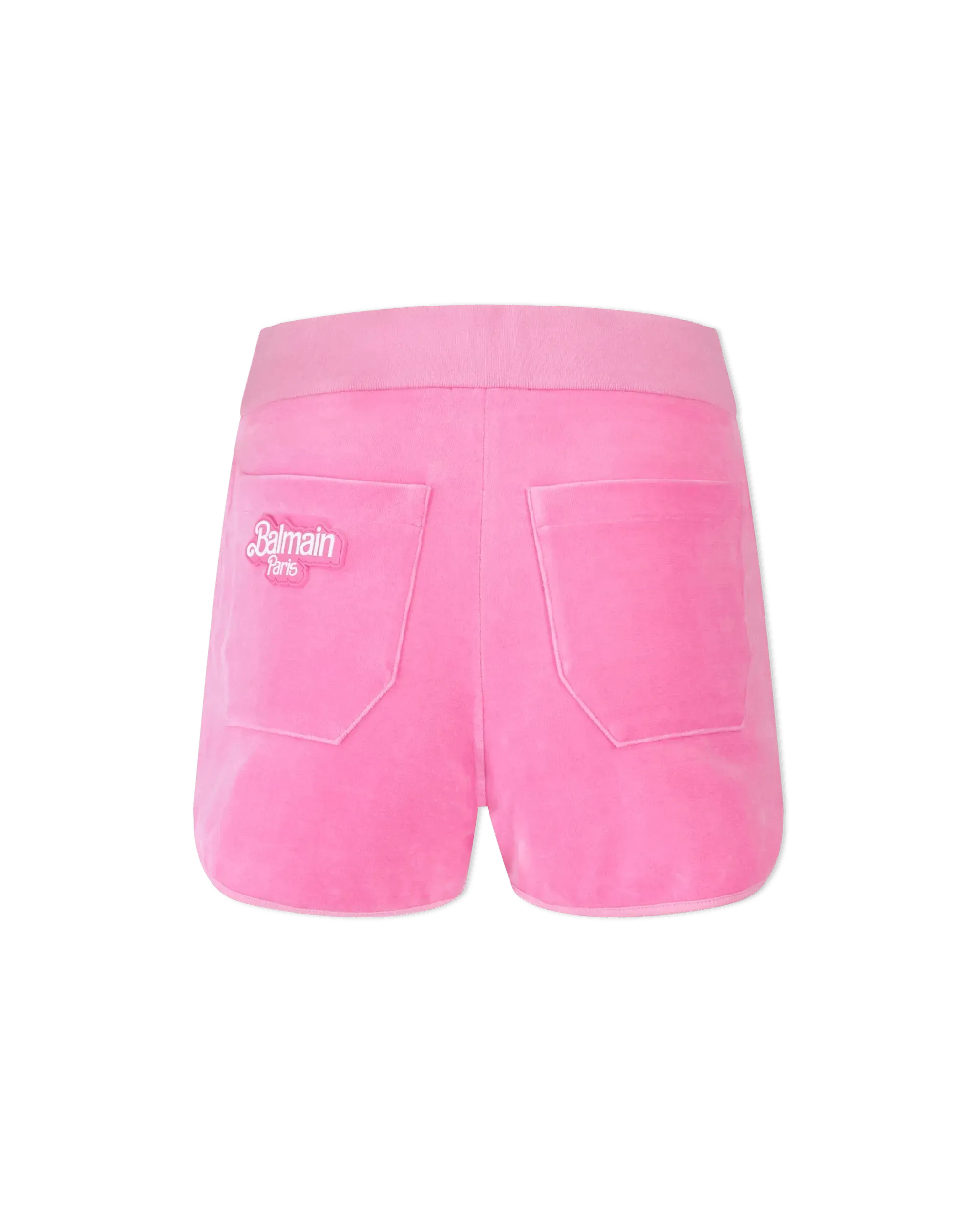 Pink Cotton Balmain X Barbie Velvet Shorts by Balmain | DIHSAN
