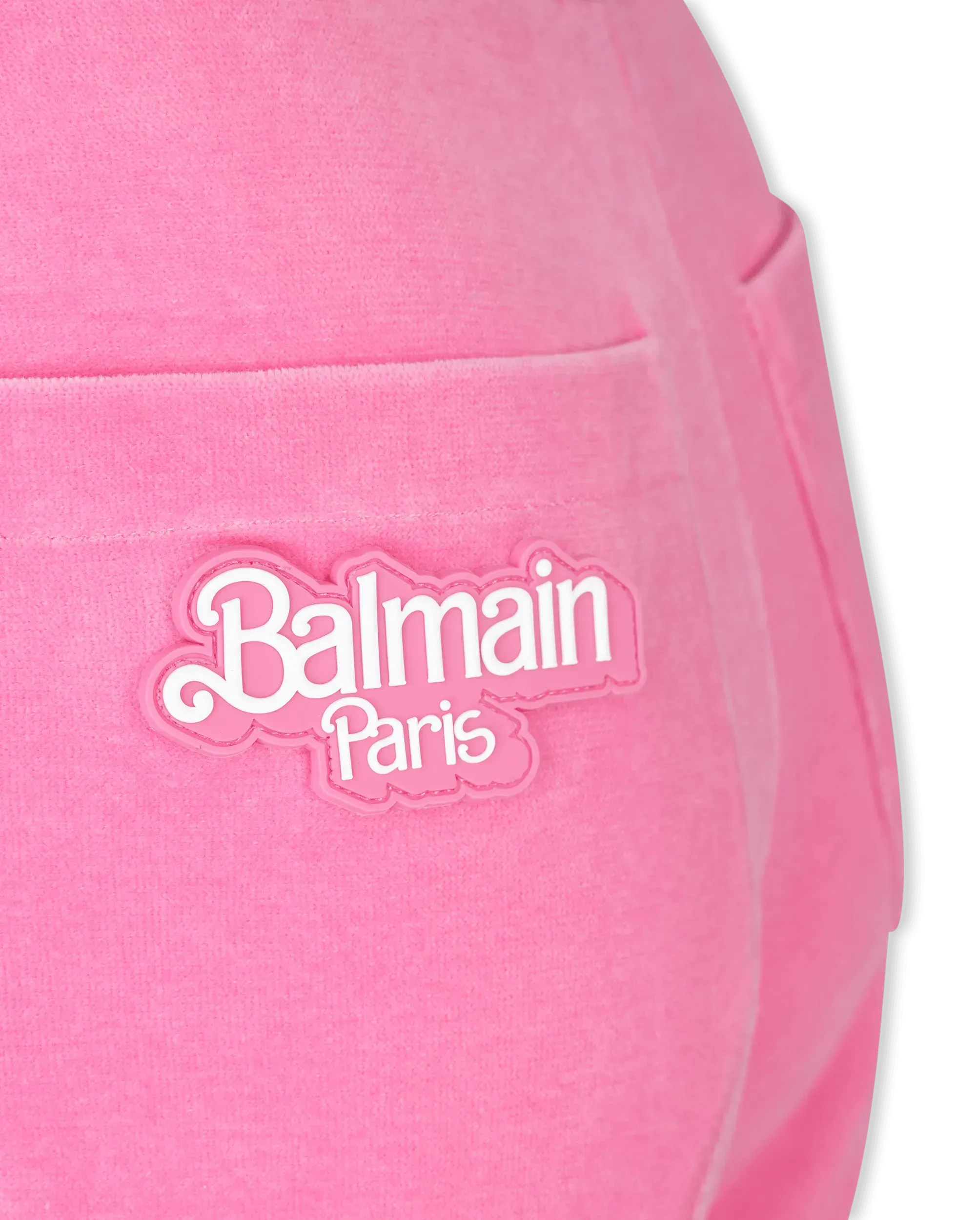 Pink Cotton Balmain X Barbie Velvet Shorts by Balmain | DIHSAN