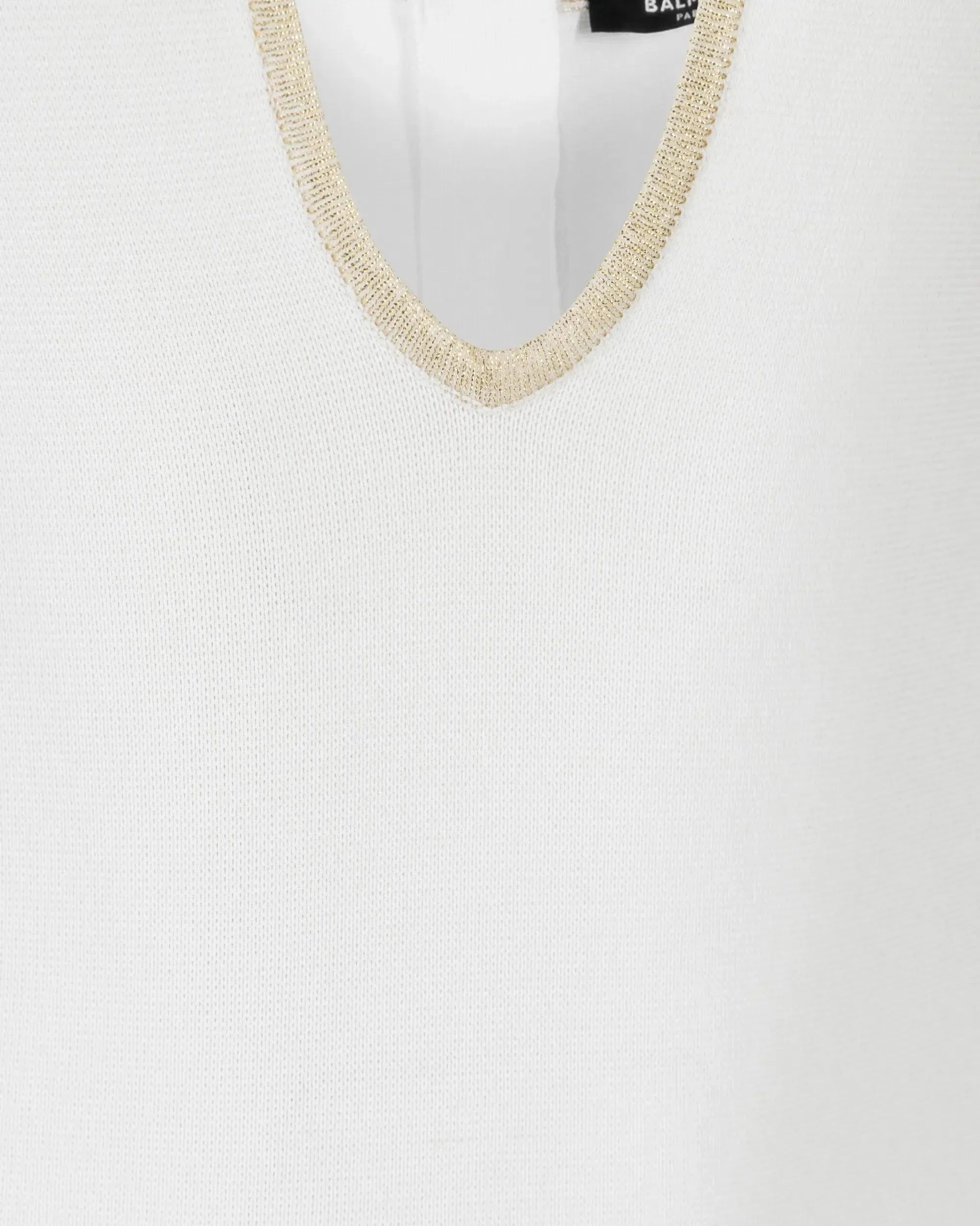 Gold Trimmed Halterneck Knit Short Dress - DIHSAN
